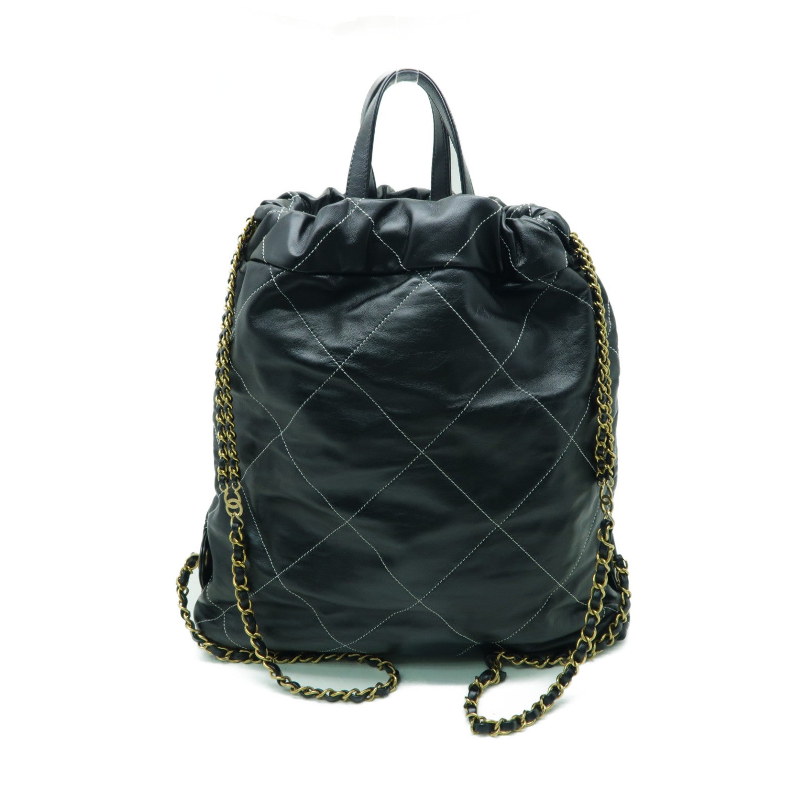 CHANEL 菱格牛皮皮革Chanel 22金扣背包黒色