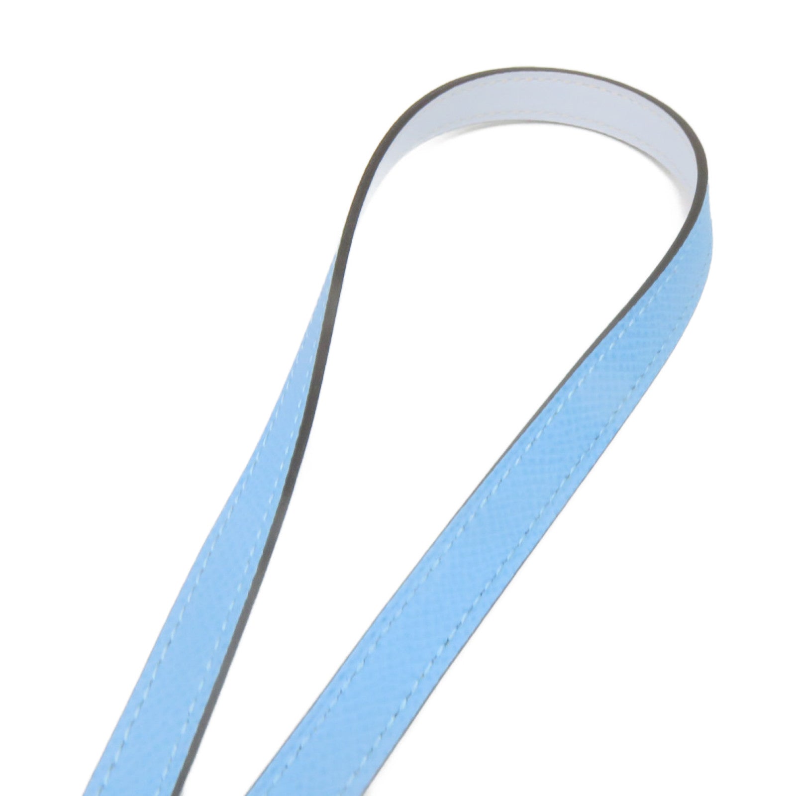HERMES Epsom Leather Belt 70cm Silver Buckle Belt P3 Light Blue
