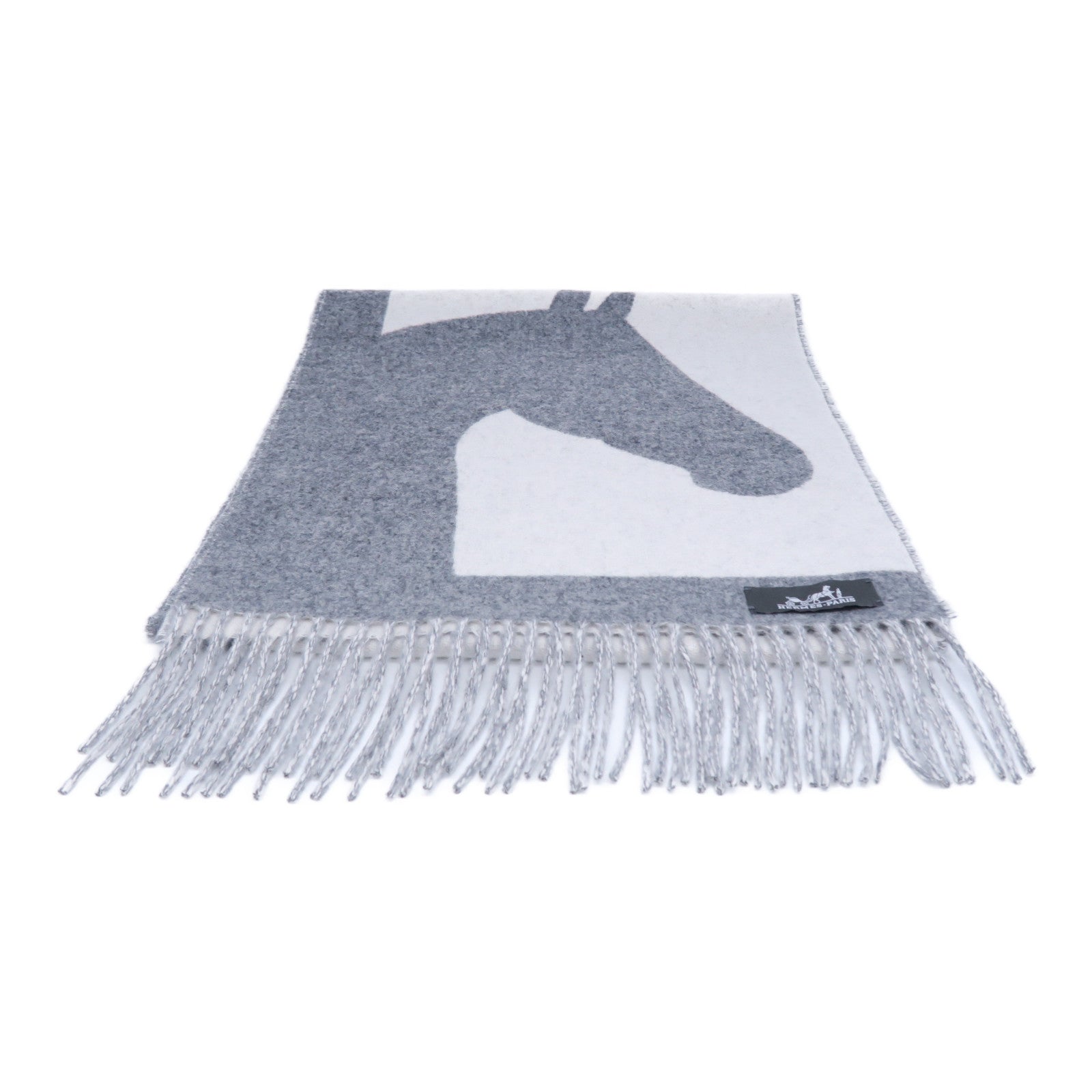 HERMES 羊絨Scarf圍巾灰色