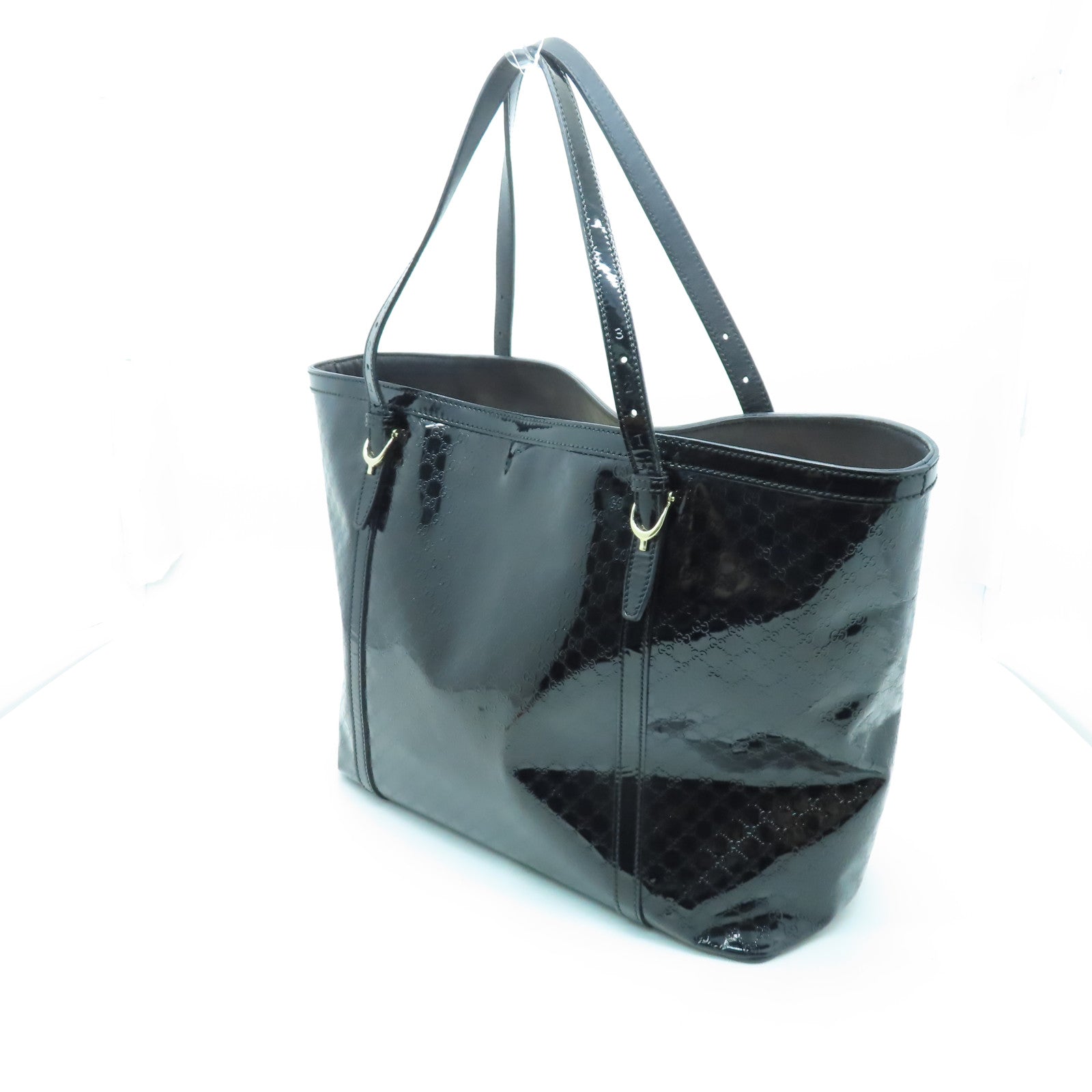 GUCCI 漆皮皮革Tote Bag金扣手挽袋黑色