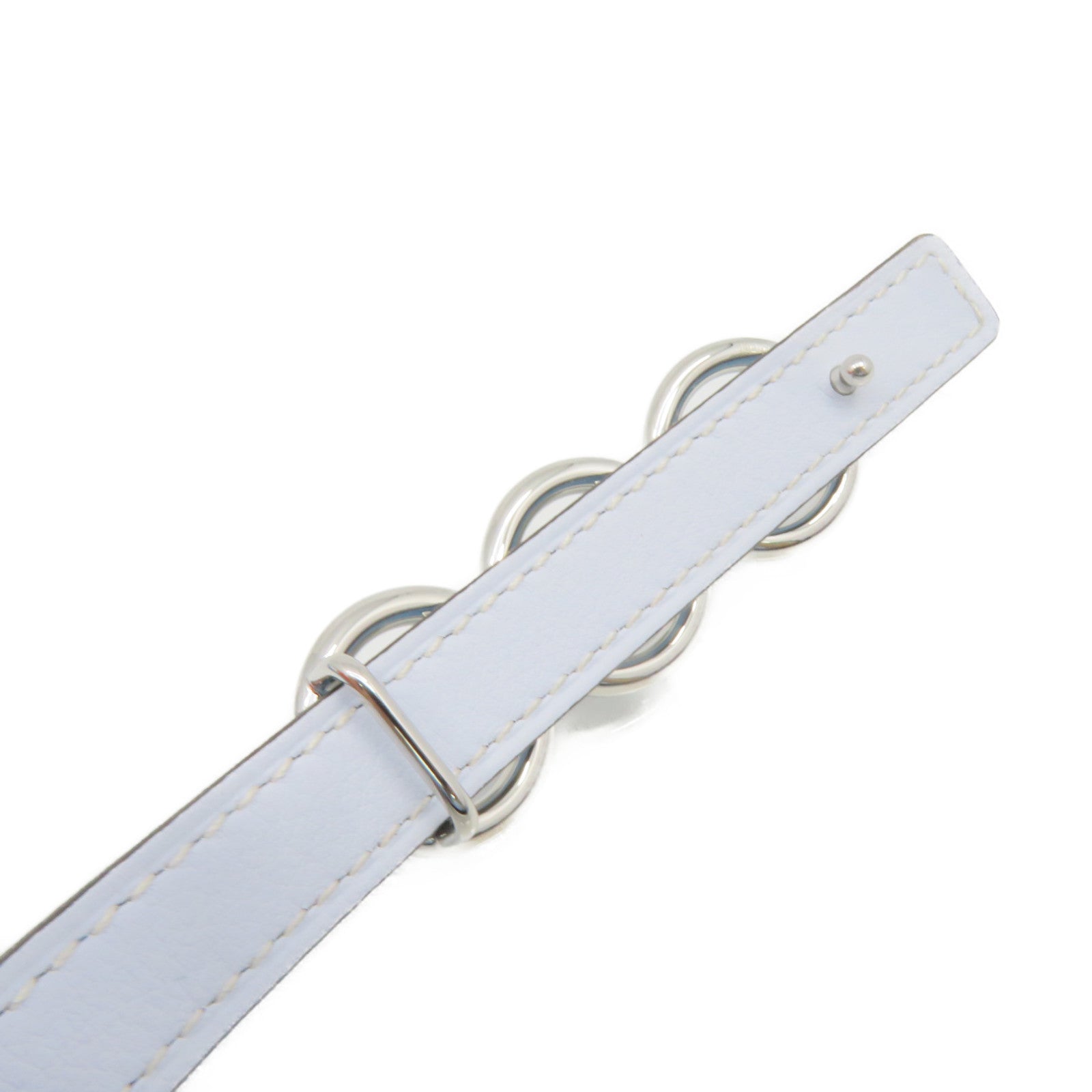 HERMES Epsom Leather Belt 70cm Silver Buckle Belt P3 Light Blue