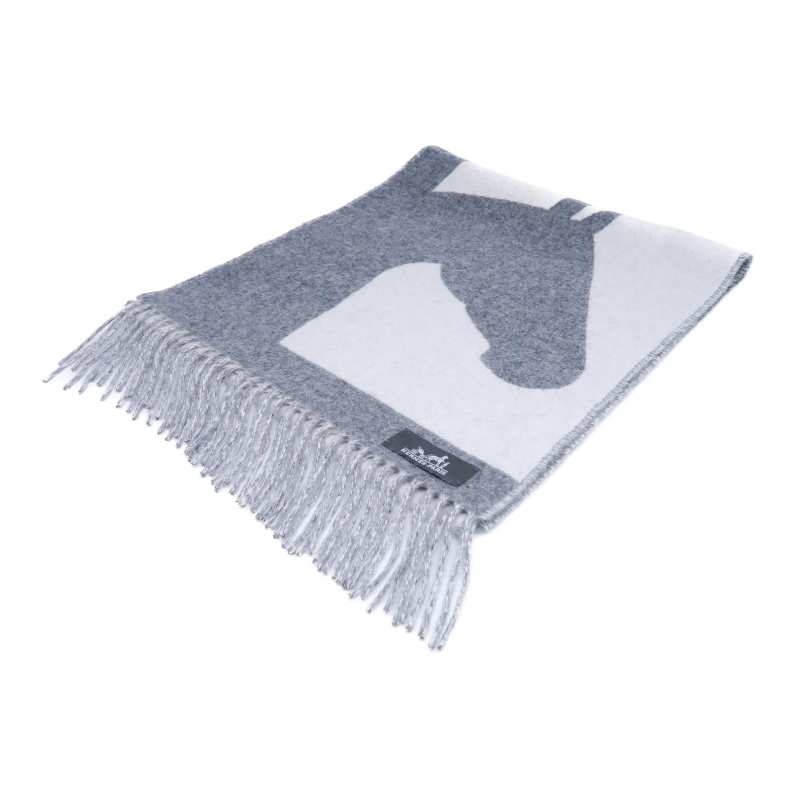 HERMES 羊絨Scarf圍巾灰色