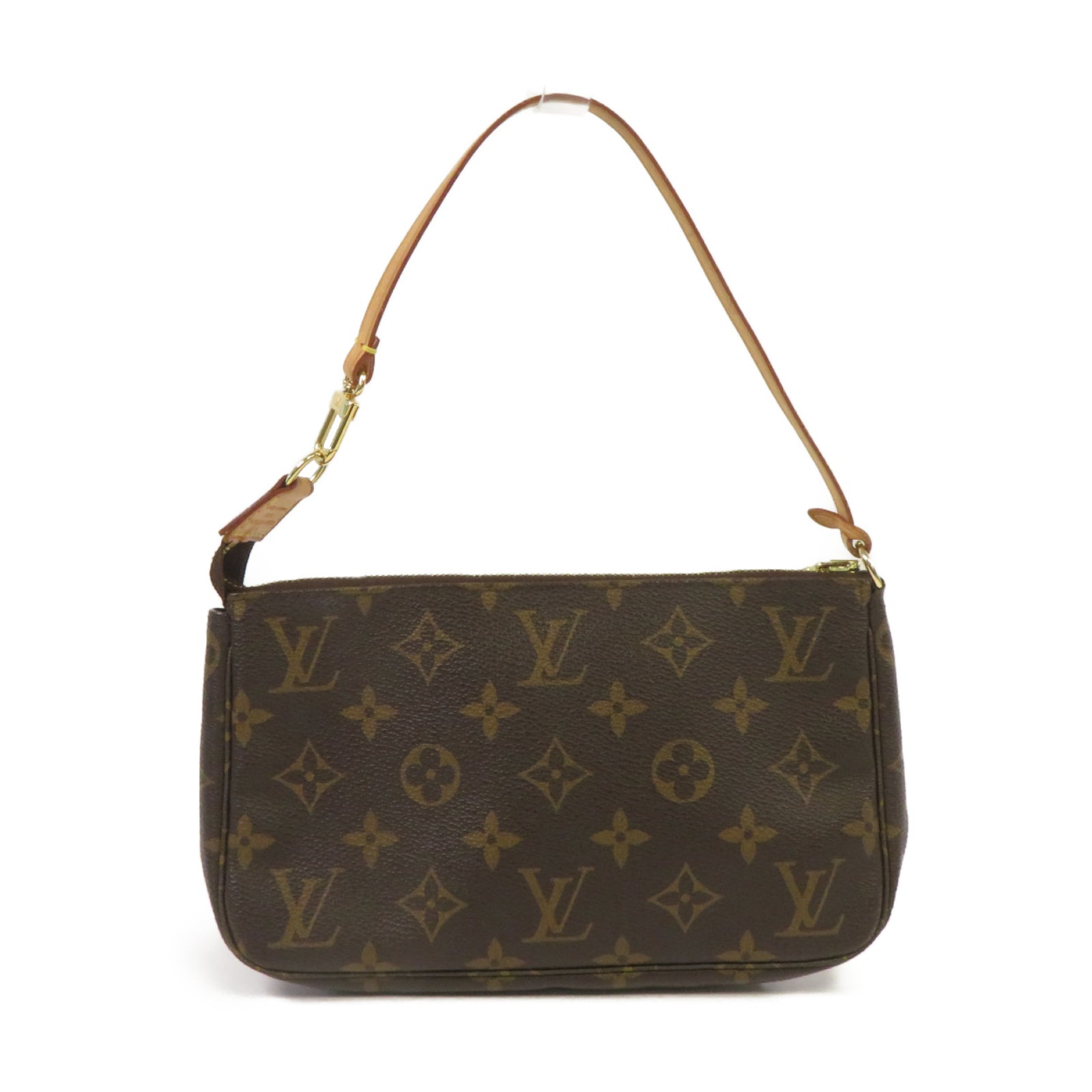 LOUIS VUITTON Monogram Pochette Accessoires金扣手挽袋啡色