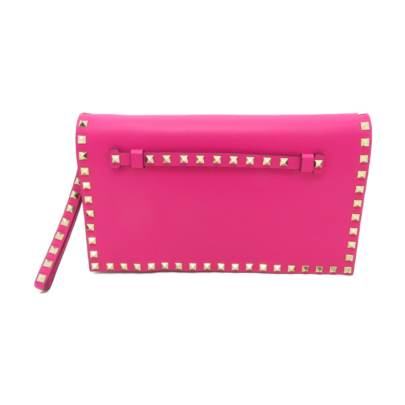 Valentino 牛皮皮革Clutch金扣手拿包粉紅色