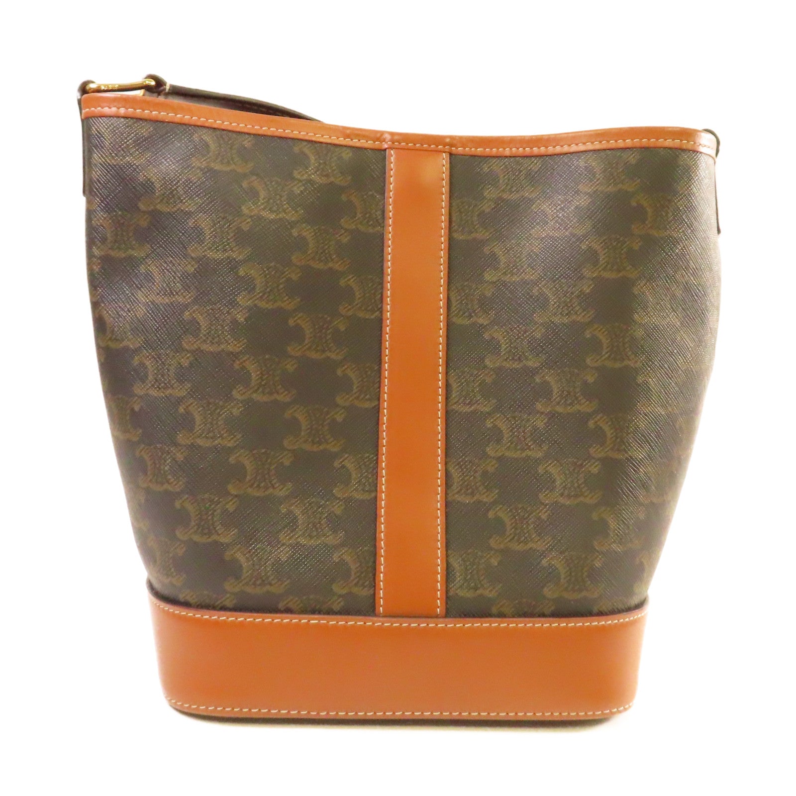 CELINE Triomphe帆布Small Bucket Shoulder Bag金扣肩背袋啡色