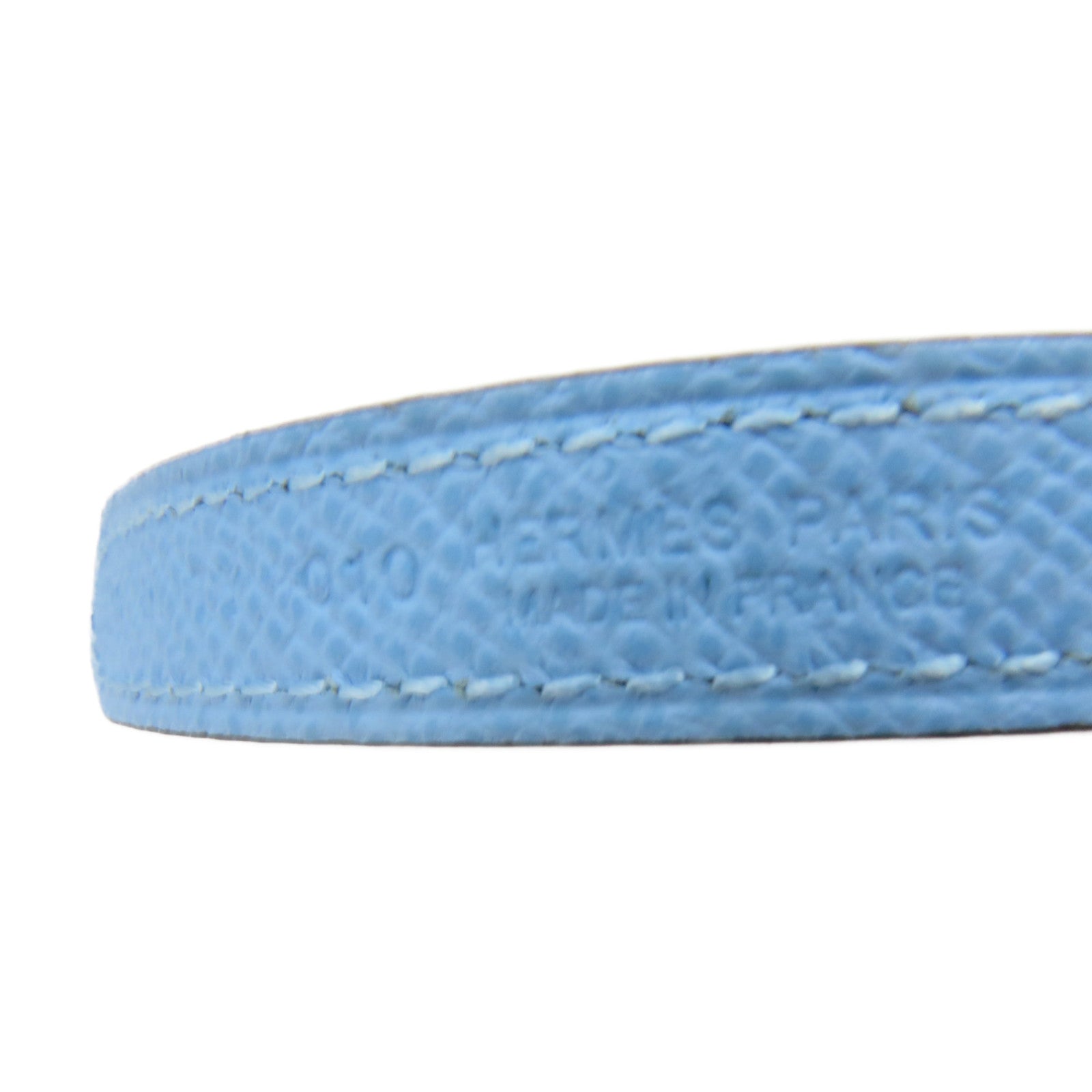 HERMES Epsom Leather Belt 70cm Silver Buckle Belt P3 Light Blue