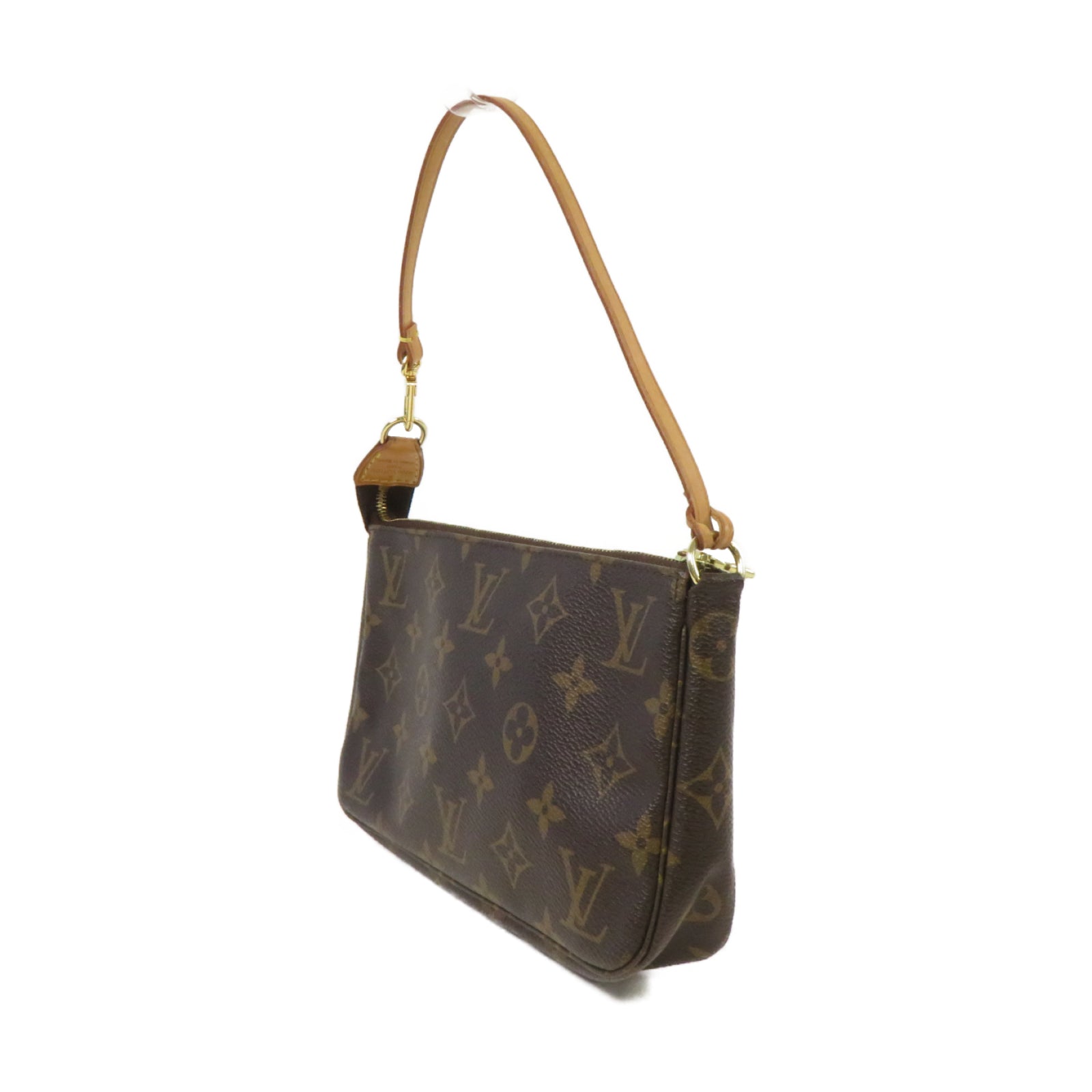 LOUIS VUITTON Monogram Pochette Accessoires金扣手挽袋啡色