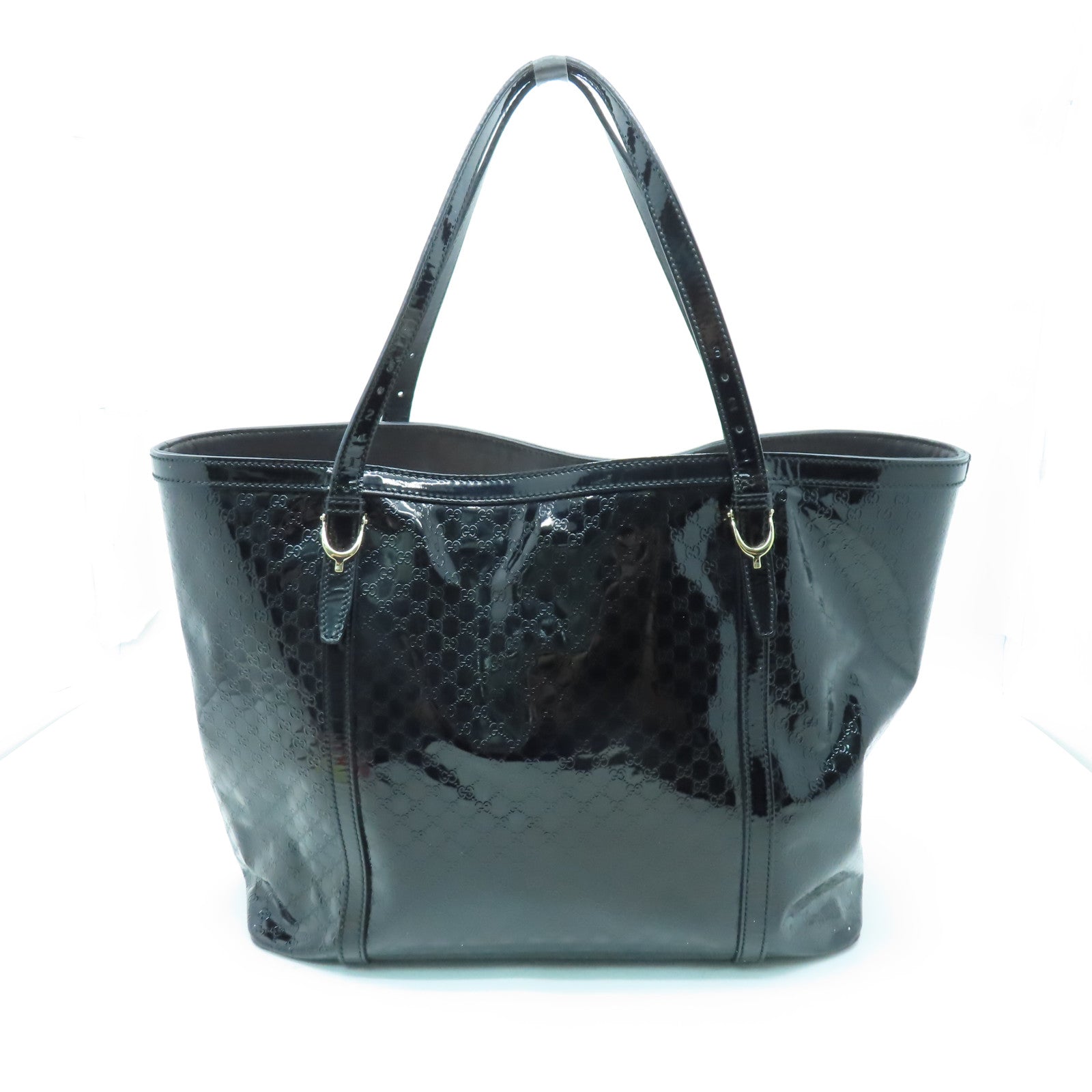 GUCCI 漆皮皮革Tote Bag金扣手挽袋黑色