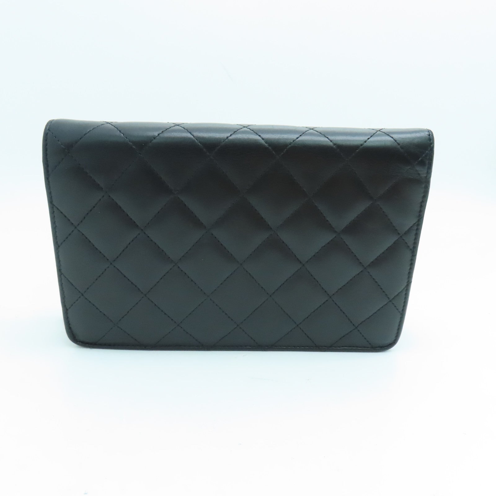 CHANEL rhombic cowhide leather Cambon Wallet On Chain chain shoulder bag silver buckle black