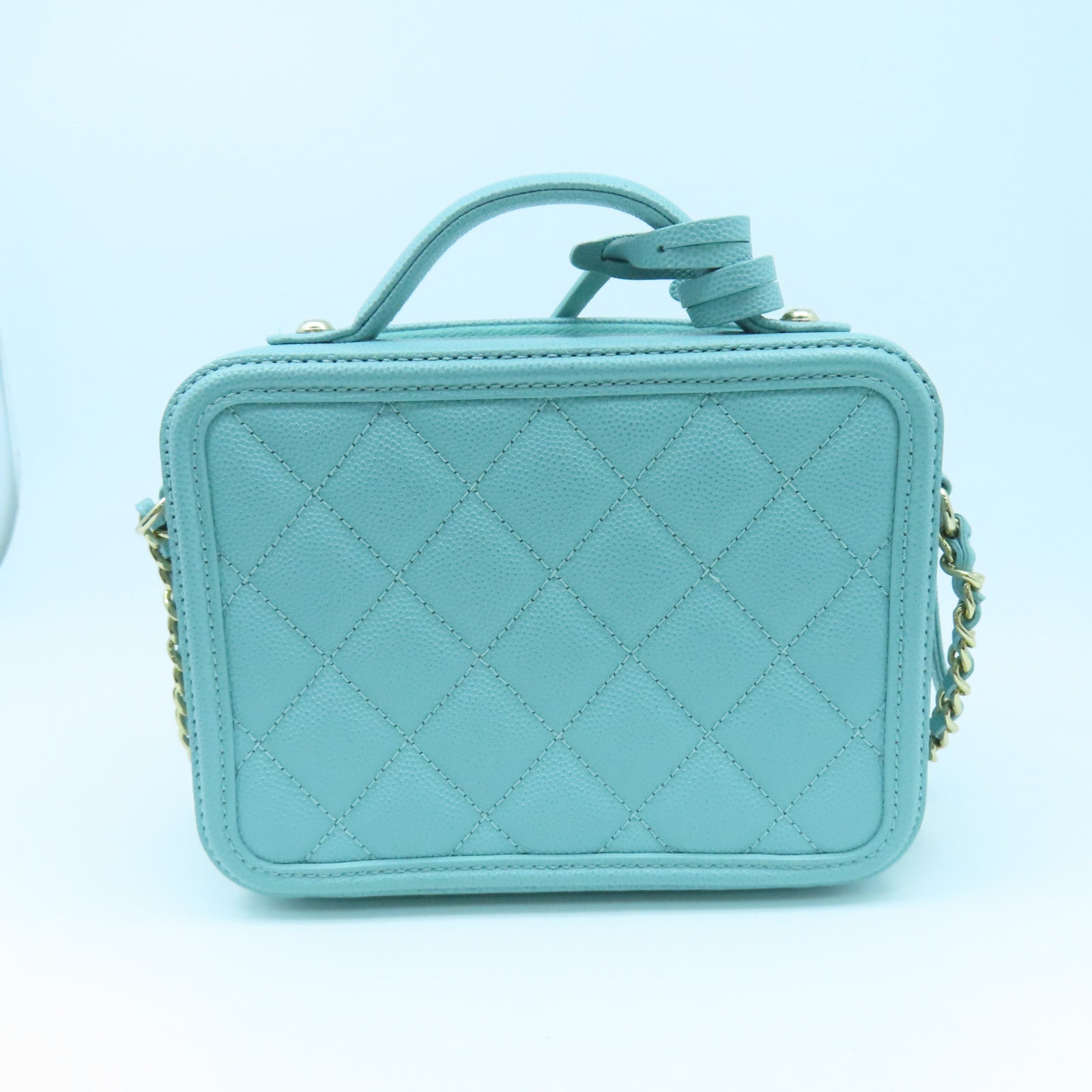 CHANEL Lingge Caviar Leather Chain Shoulder Gold Buckle Handle Shoulder Back Dual-purpose Bag Blue Green