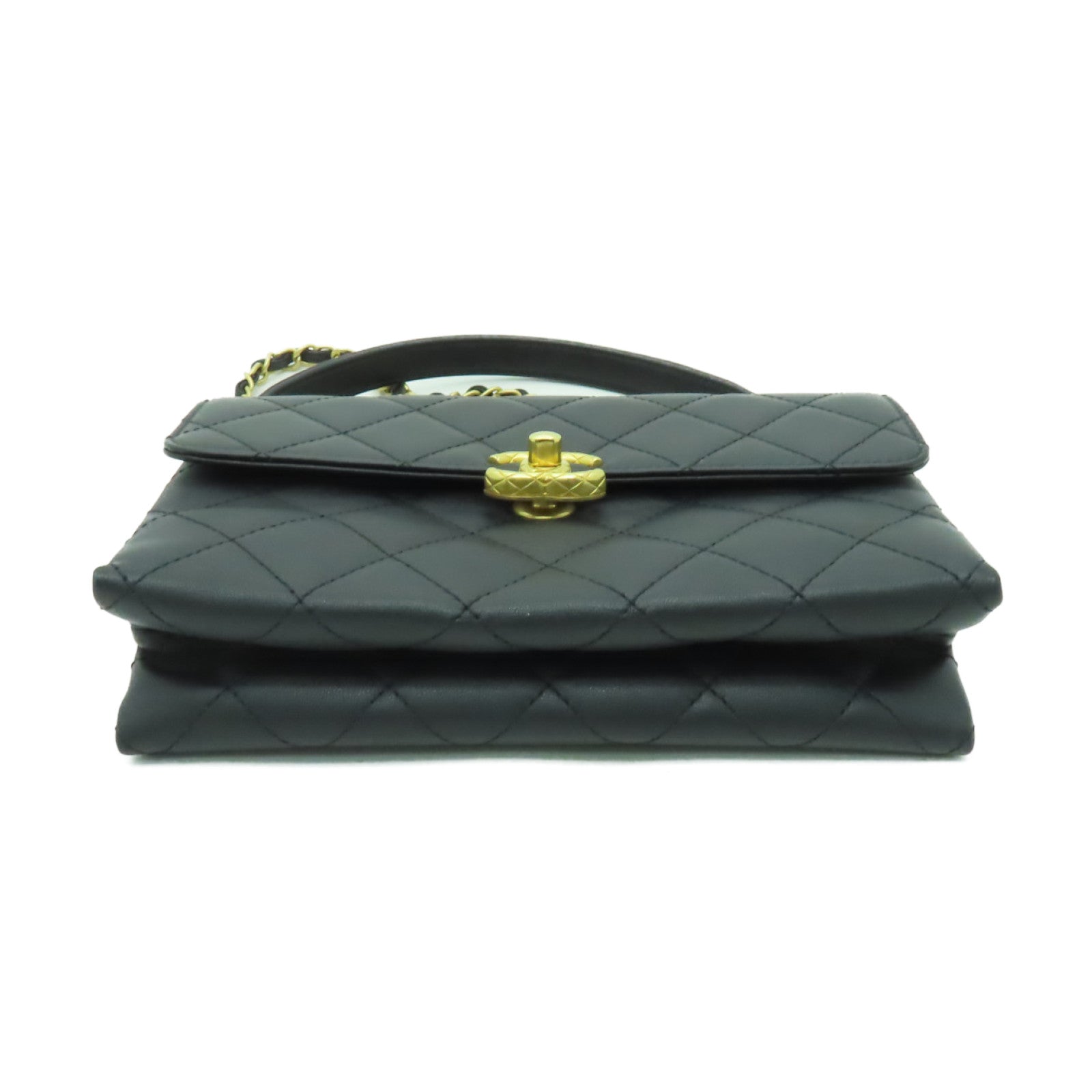 CHANEL 【激減優惠】菱格牛皮皮革2way Shoulder Bag金扣手挽肩背兩用袋黑色