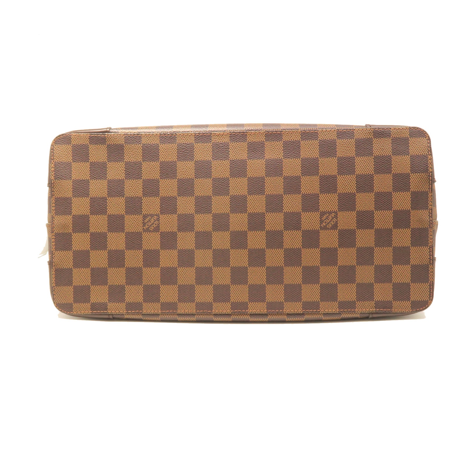 LOUIS VUITTON Damier Hampstead GM gold buckle handle bag brown