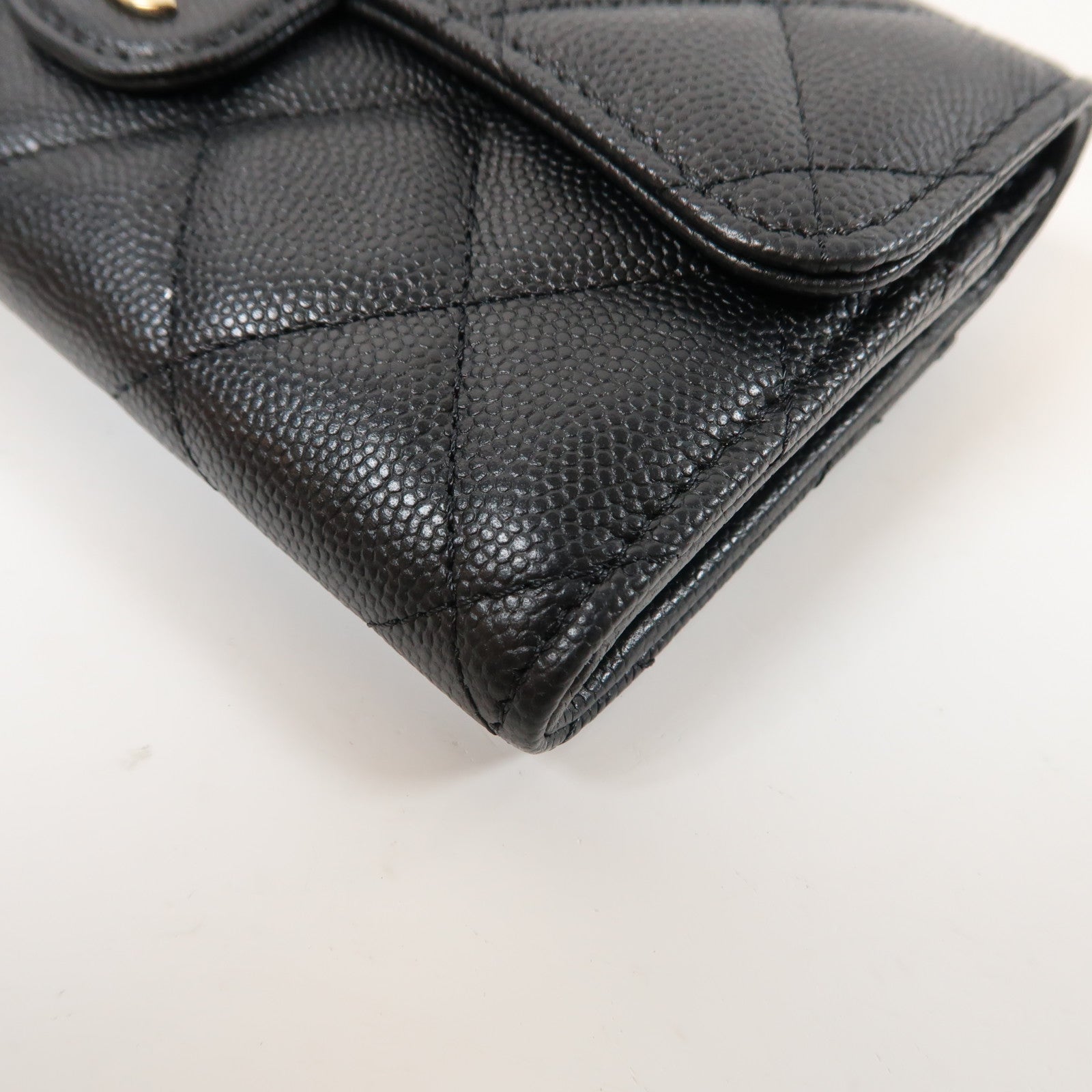 CHANEL 菱格Caviar皮革Long Wallet金扣長錢包黑色