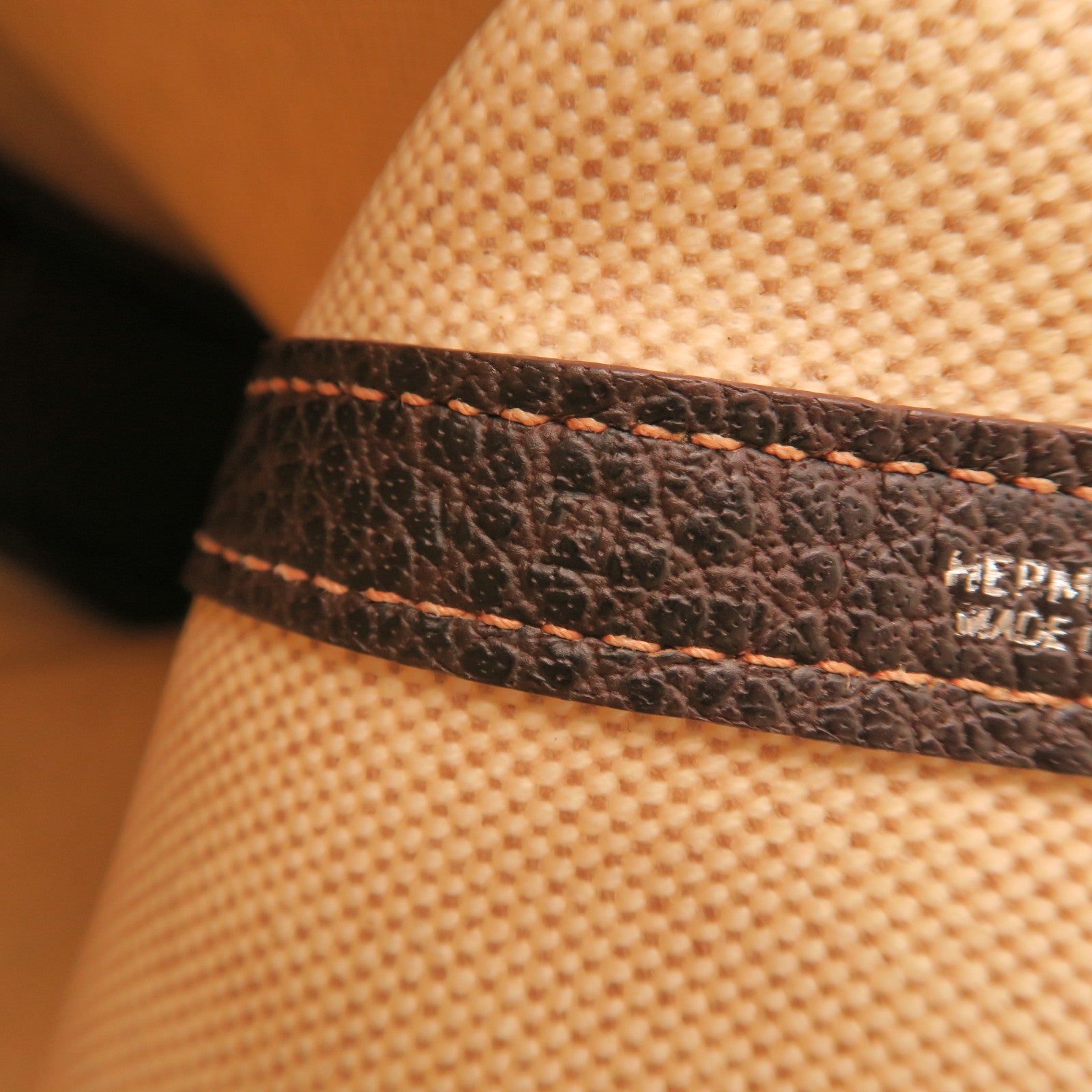 HERMES Negonda Leather Garden Party TPM Silver Buckle Handle Bag Beige/Brown