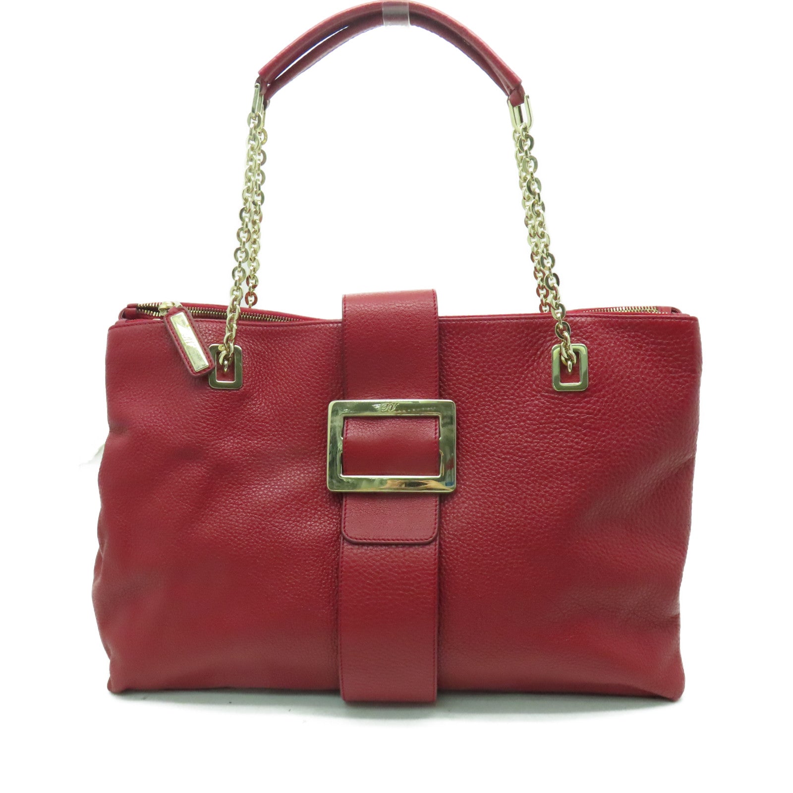 Roger Vivier 牛皮皮革Roger Vivier金扣肩背袋紅色