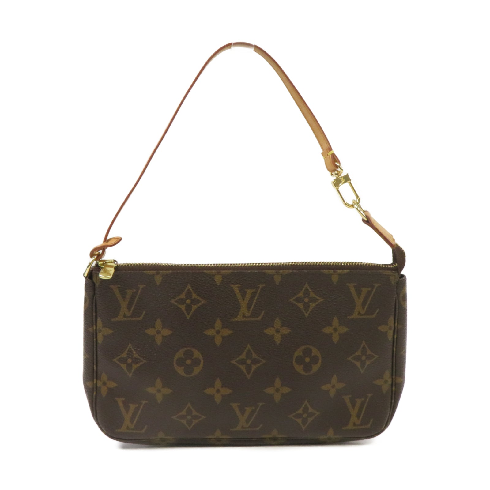 LOUIS VUITTON Monogram Pochette Accessoires金扣手挽袋啡色