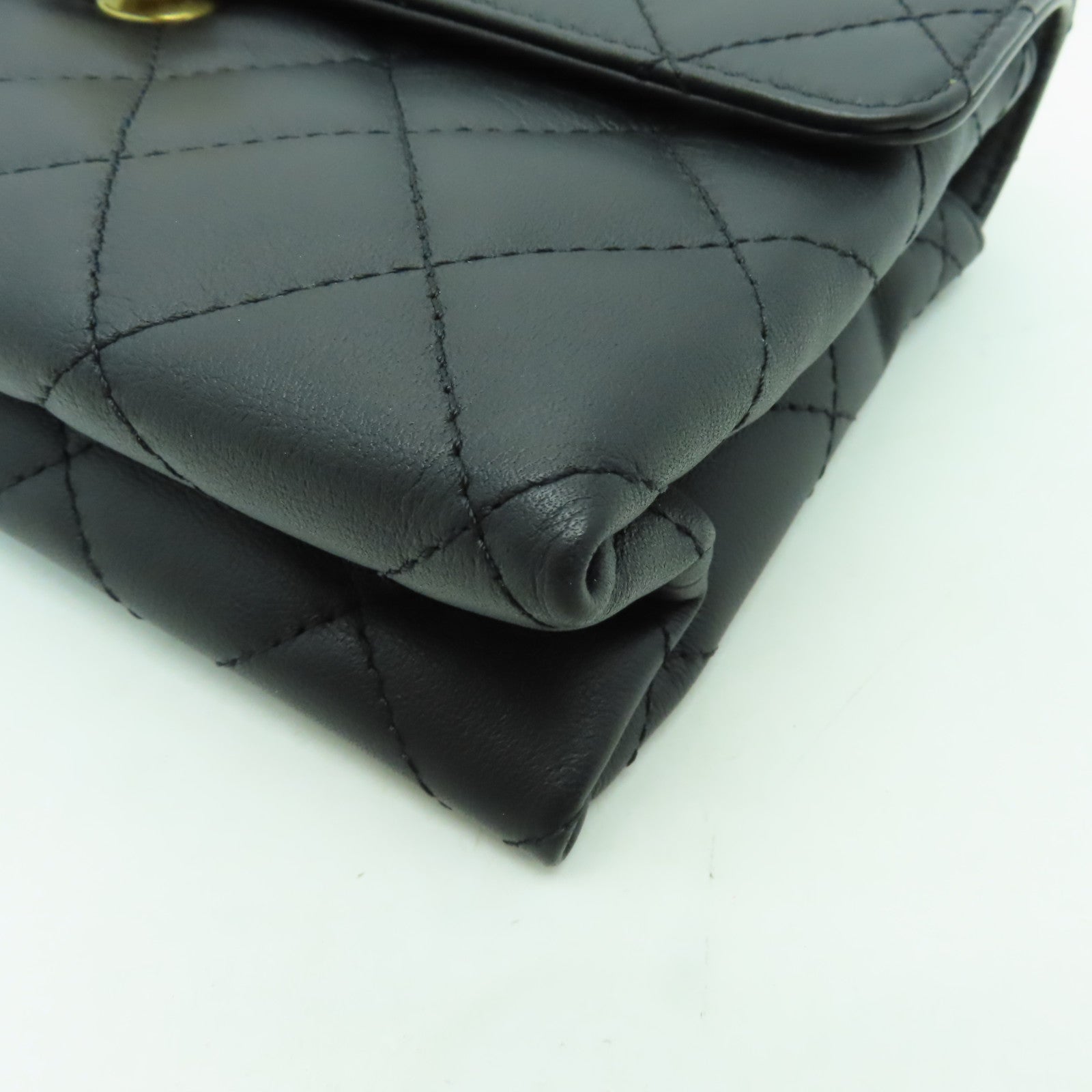 CHANEL 【激減優惠】菱格牛皮皮革2way Shoulder Bag金扣手挽肩背兩用袋黑色