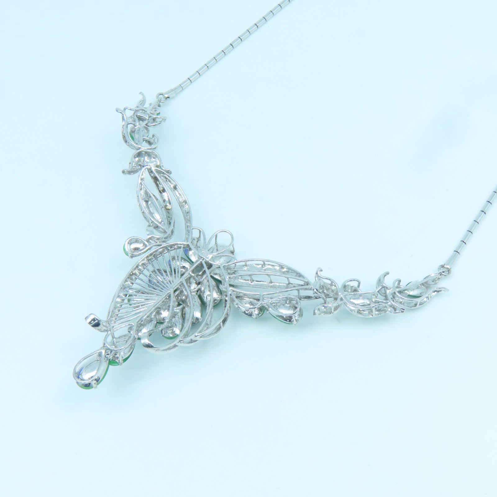JEWELRY 18K White Gold Jade Necklace Green/Silver