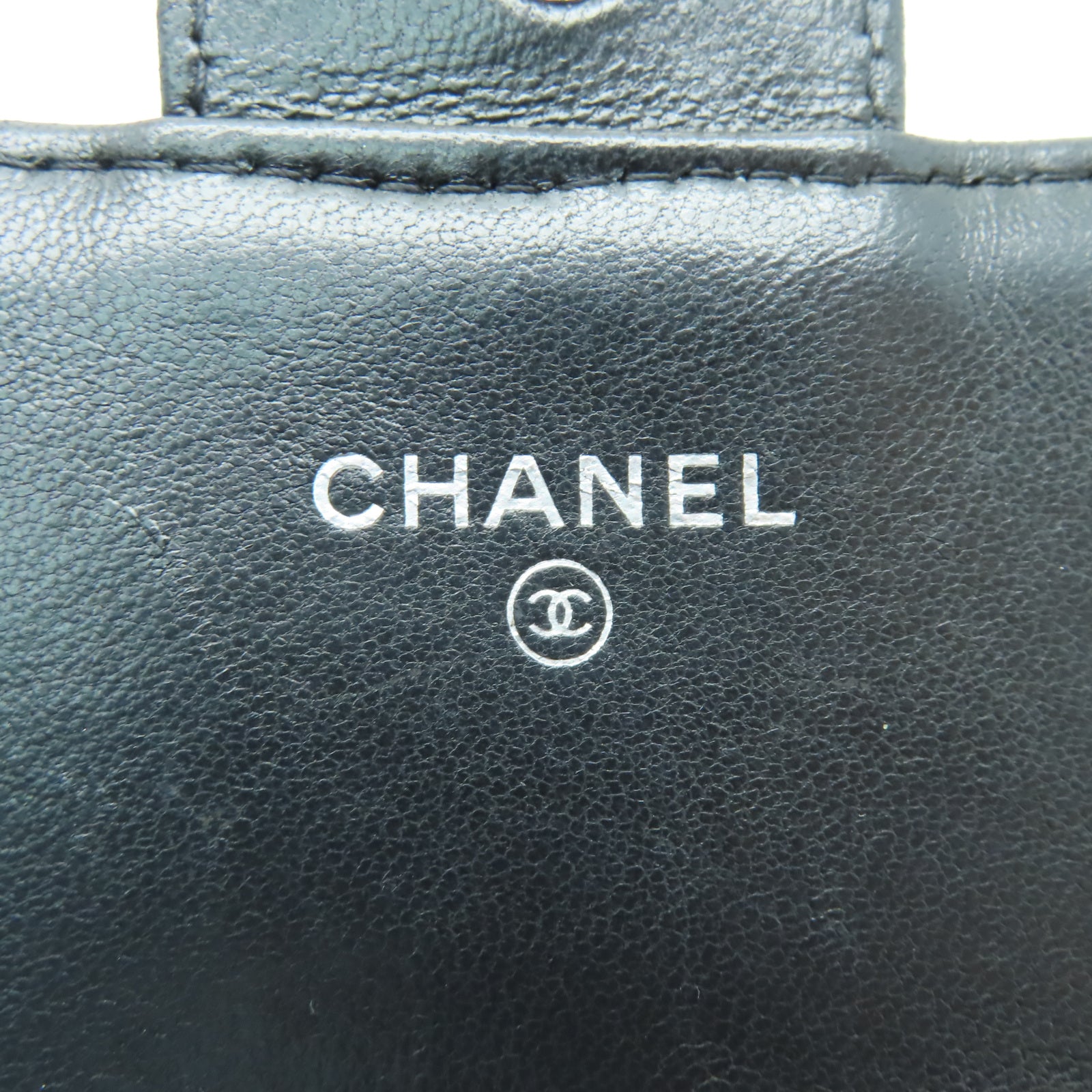 CHANEL 菱格羊皮皮革Long Wallet銀扣長錢包黑色