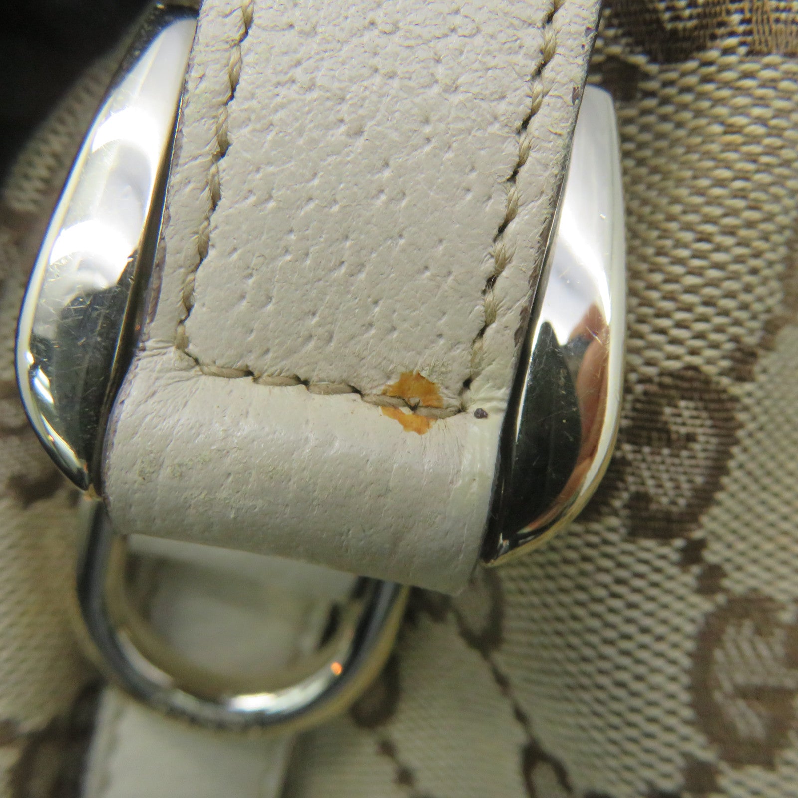 GUCCI 【激減優惠】帆布Shoulder Bag金扣肩背袋米色/白色
