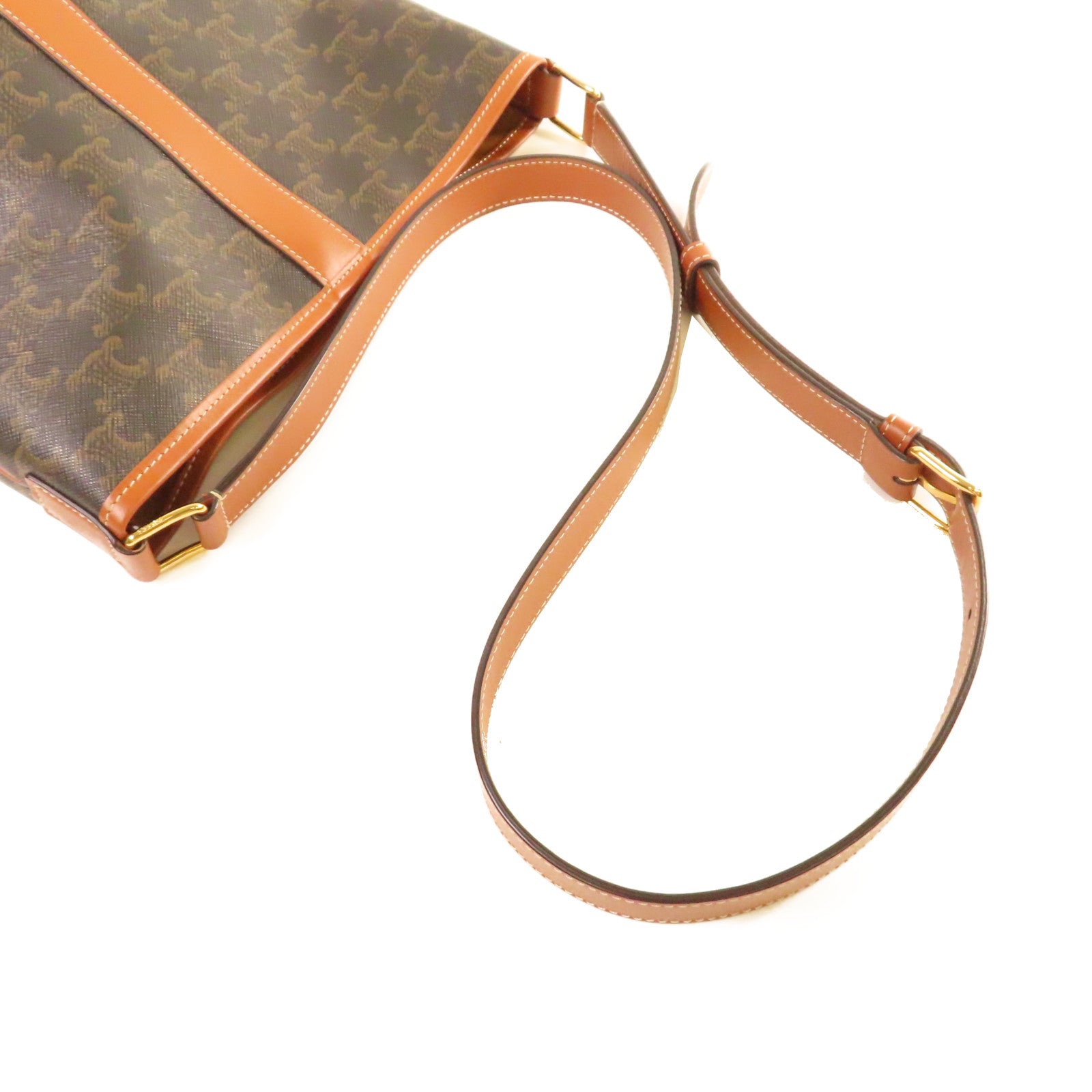 CELINE Triomphe帆布Small Bucket Shoulder Bag金扣肩背袋啡色