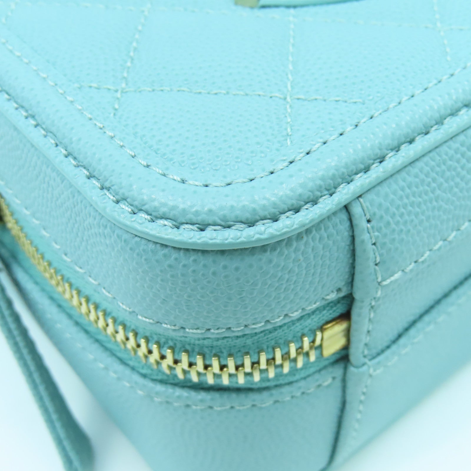 CHANEL Lingge Caviar Leather Chain Shoulder Gold Buckle Handle Shoulder Back Dual-purpose Bag Blue Green