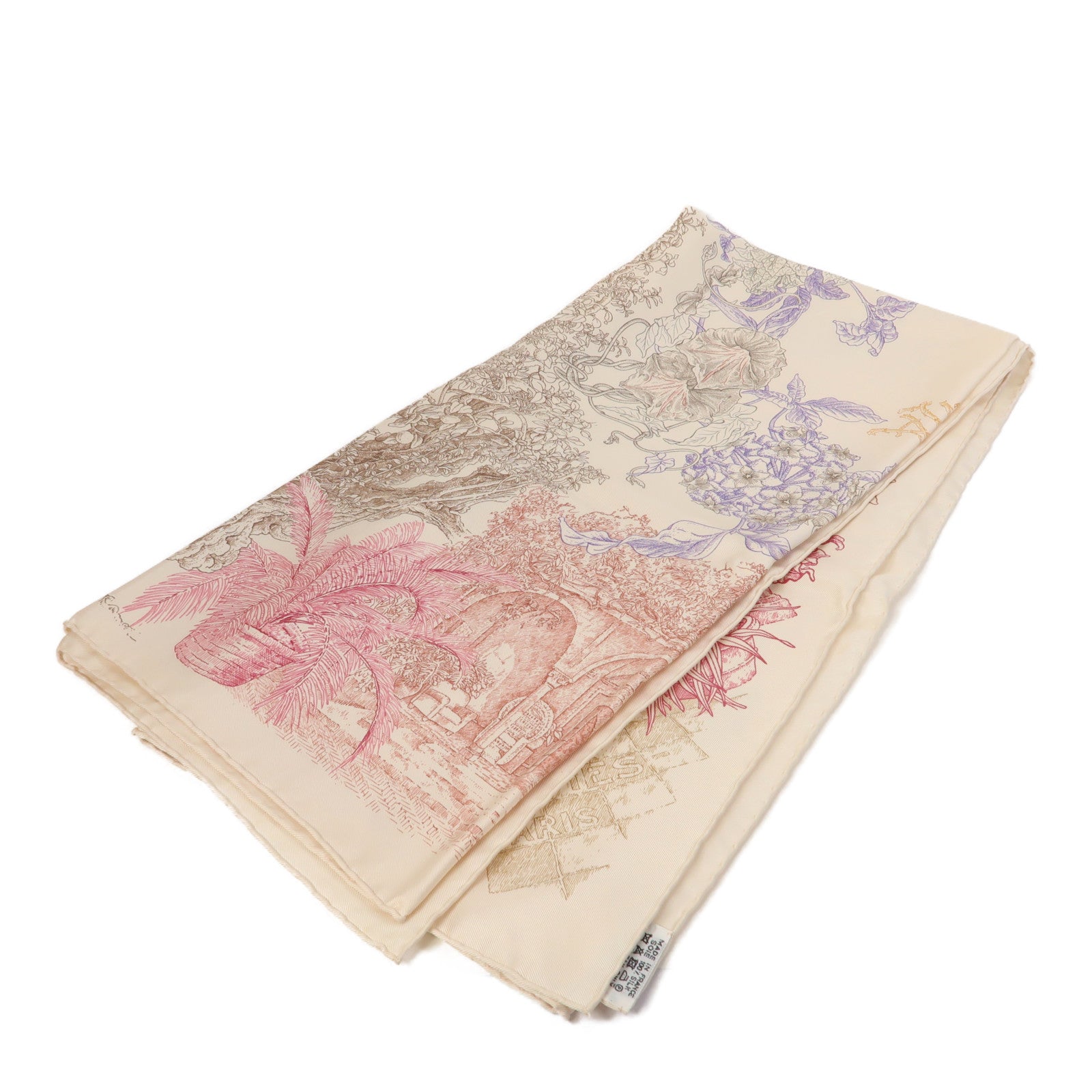 HERMES 絲質90x90 Scarf絲巾米色