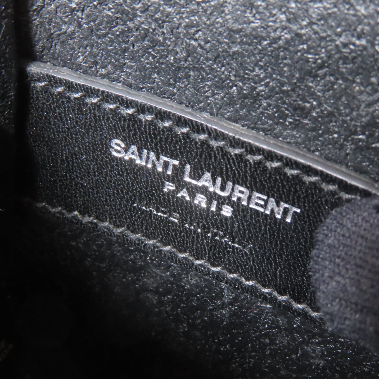 SAINT LAURENT 皮革/馬毛Shoulder Bag銀扣肩背袋黑色/啡色