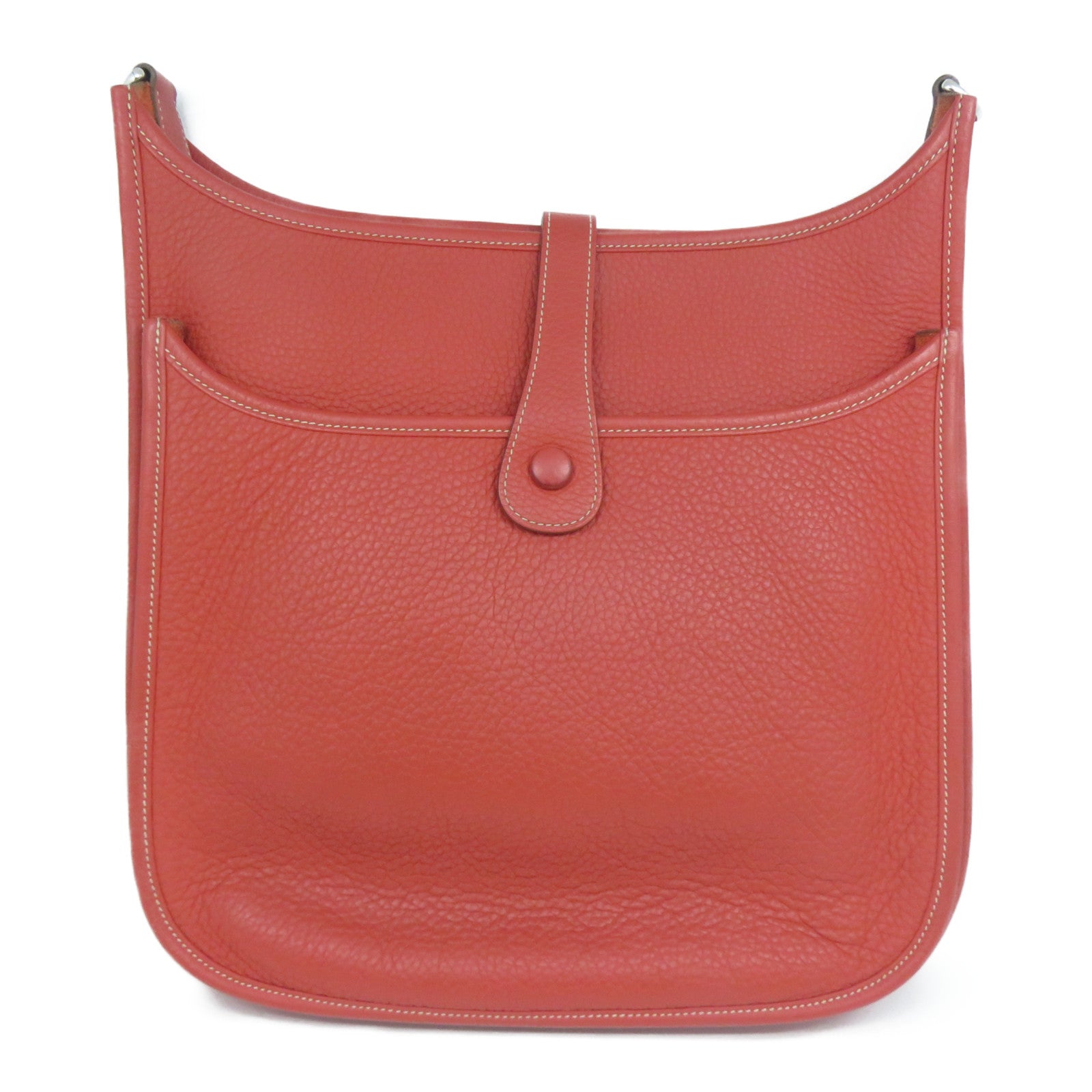 HERMES 【激減優惠】Clemence皮革Evelyne GM銀扣肩背袋啡色