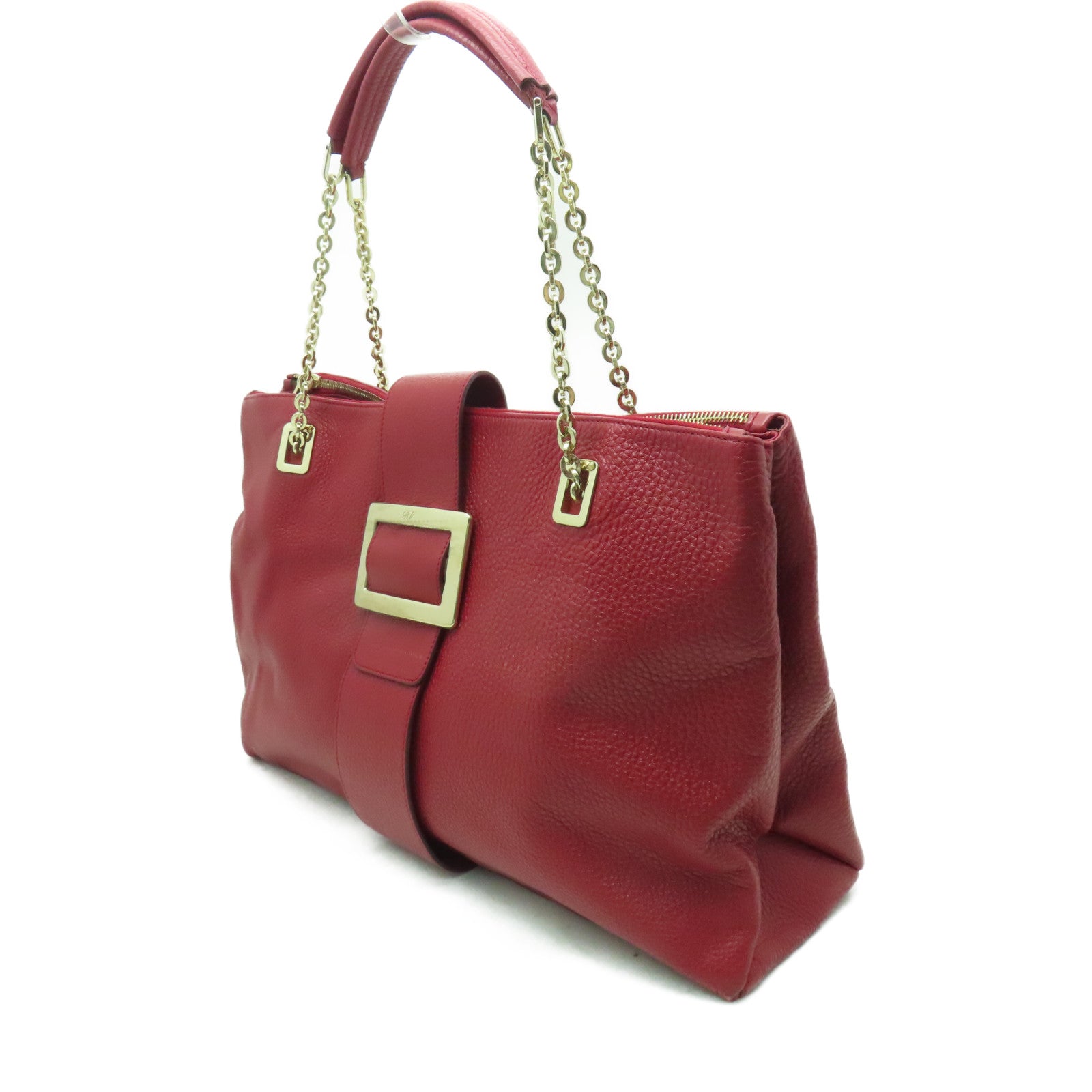 Roger Vivier 牛皮皮革Roger Vivier金扣肩背袋紅色