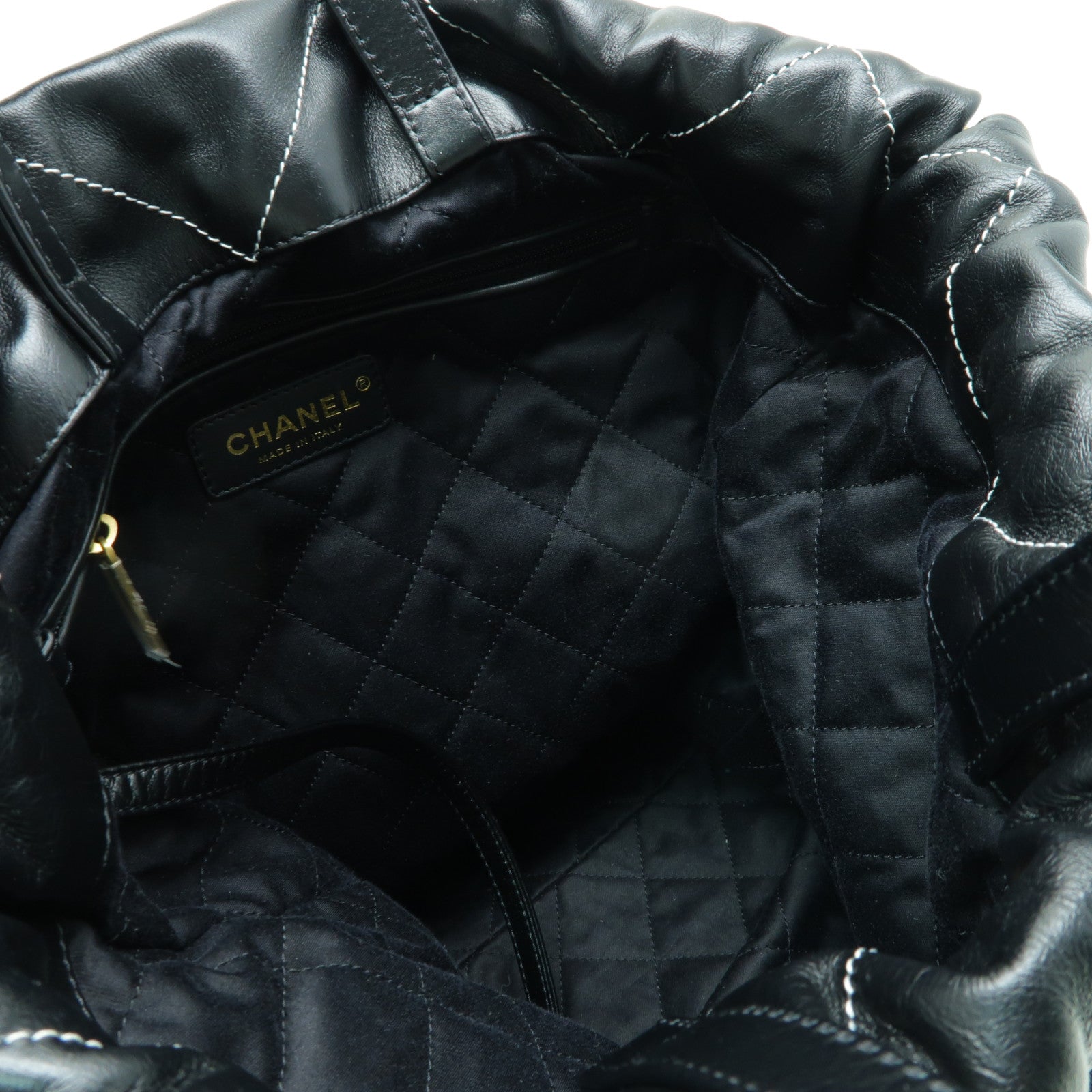 CHANEL 菱格牛皮皮革Chanel 22金扣背包黒色