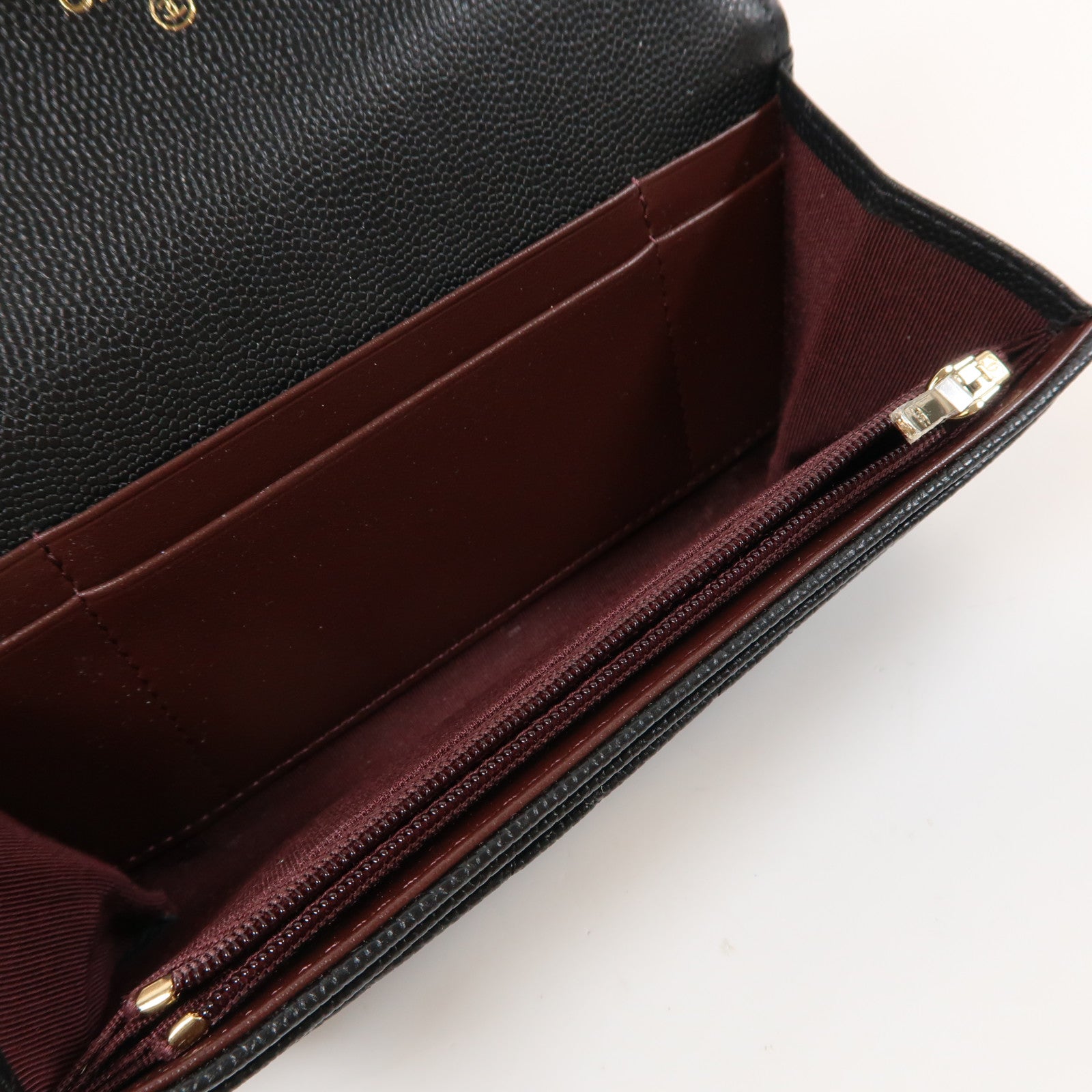 CHANEL 菱格Caviar皮革Long Wallet金扣長錢包黑色