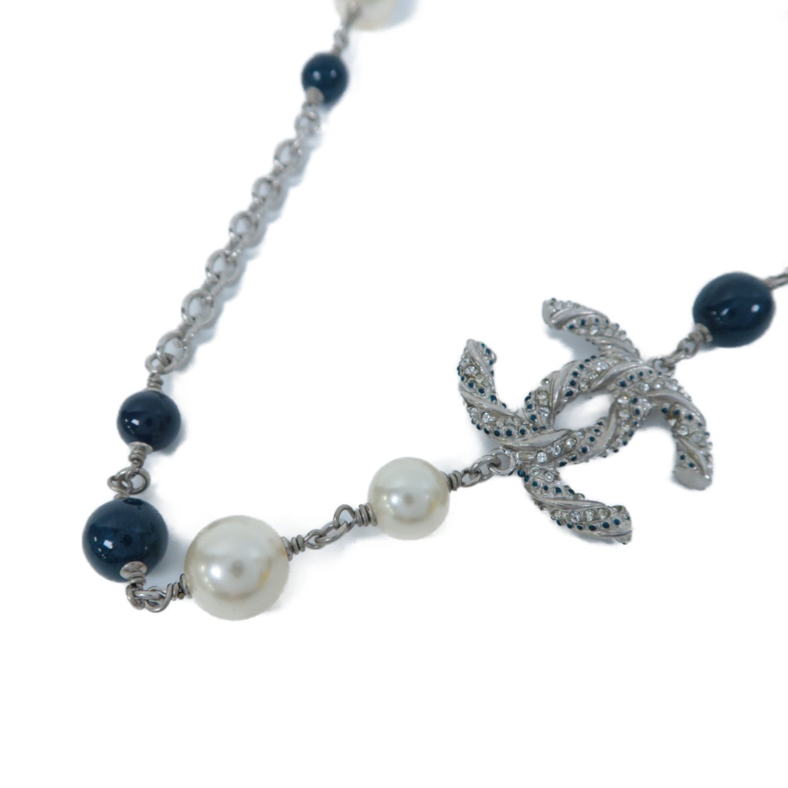 CHANEL 仿珍珠/金屬Necklace項鍊銀色/綠色