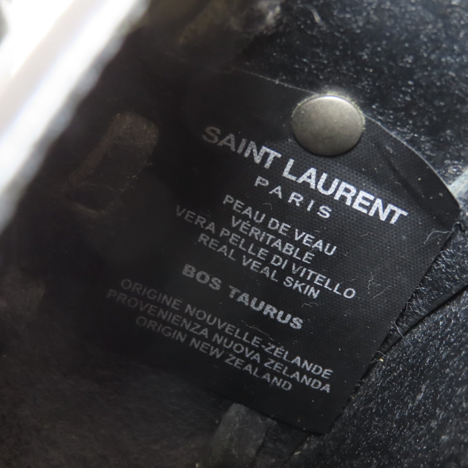 SAINT LAURENT 皮革/馬毛Shoulder Bag銀扣肩背袋黑色/啡色