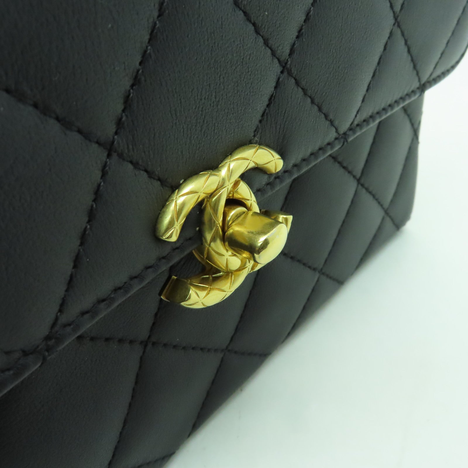 CHANEL 【激減優惠】菱格牛皮皮革2way Shoulder Bag金扣手挽肩背兩用袋黑色