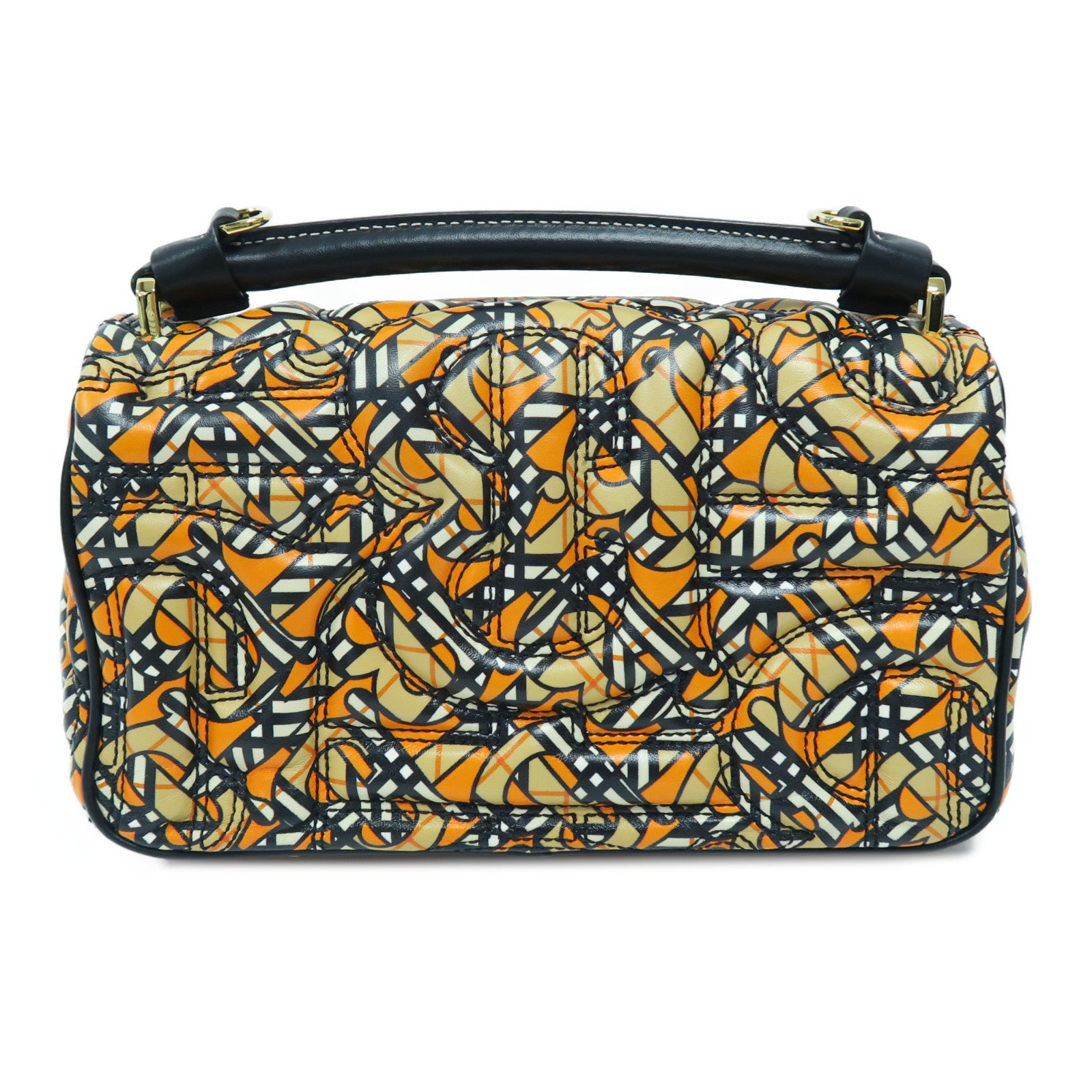 BURBERRY 羊皮皮革2 Way Shoulder Bag金扣手挽肩背兩用袋橙色/黑色