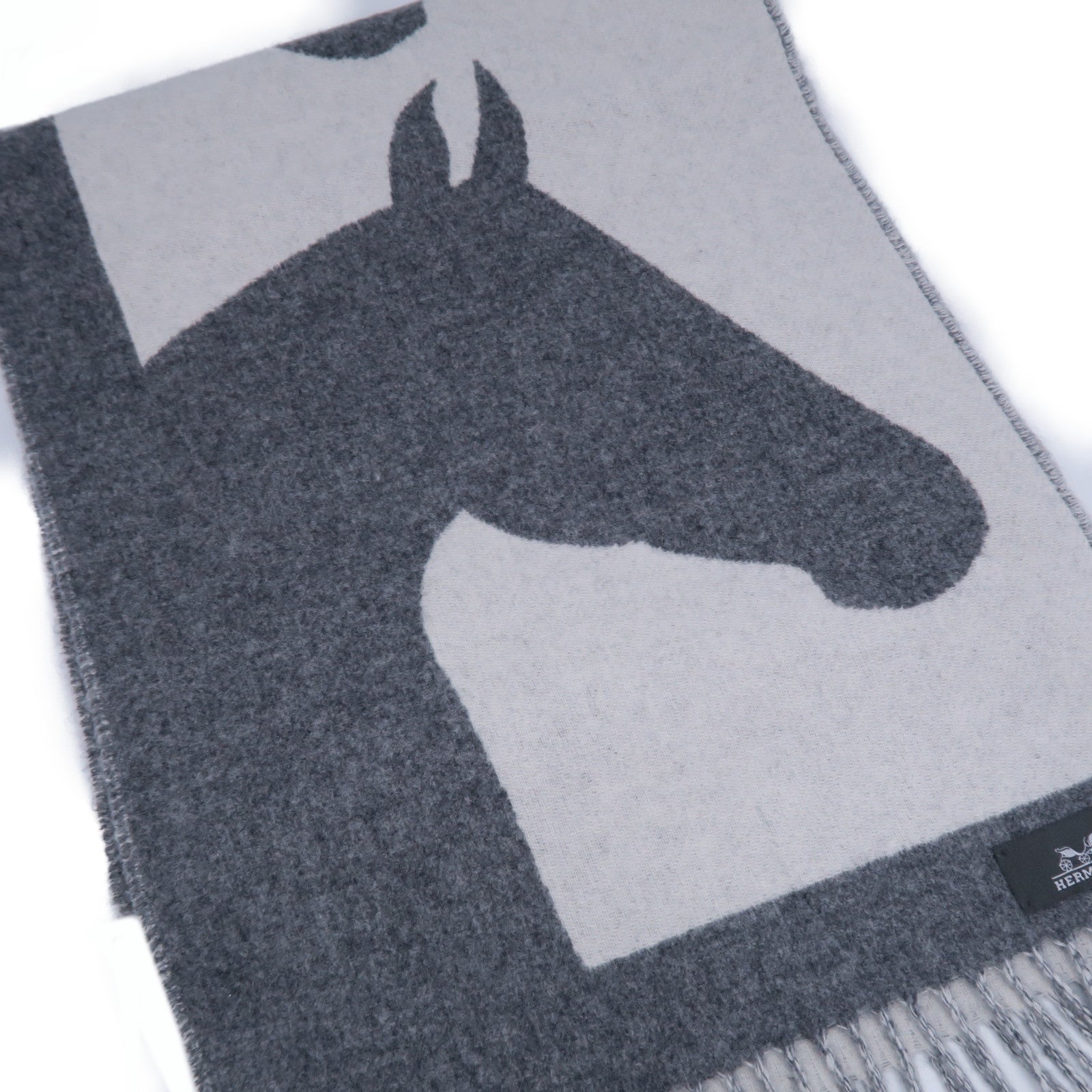 HERMES 羊絨Scarf圍巾灰色