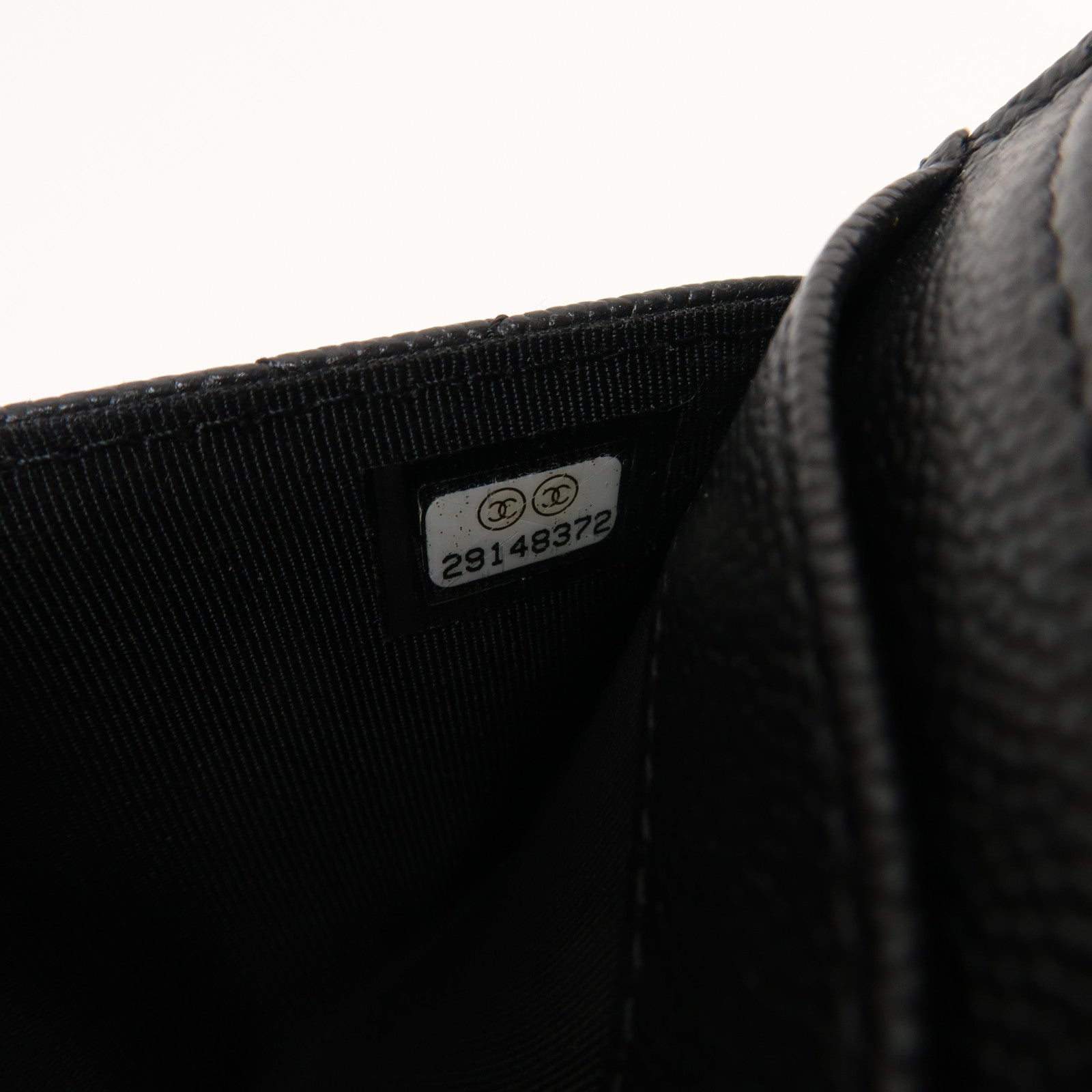 CHANEL 菱格Caviar皮革Long Wallet金扣長錢包黑色