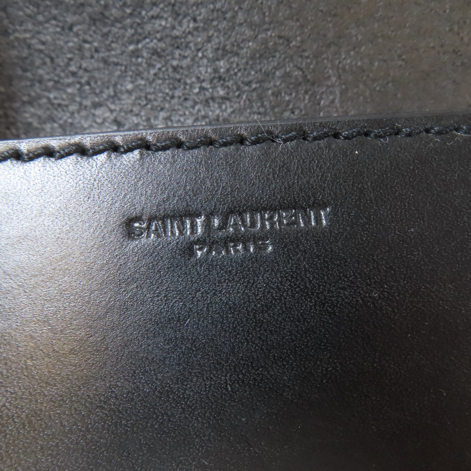 SAINT LAURENT 皮革/馬毛Shoulder Bag銀扣肩背袋黑色/啡色