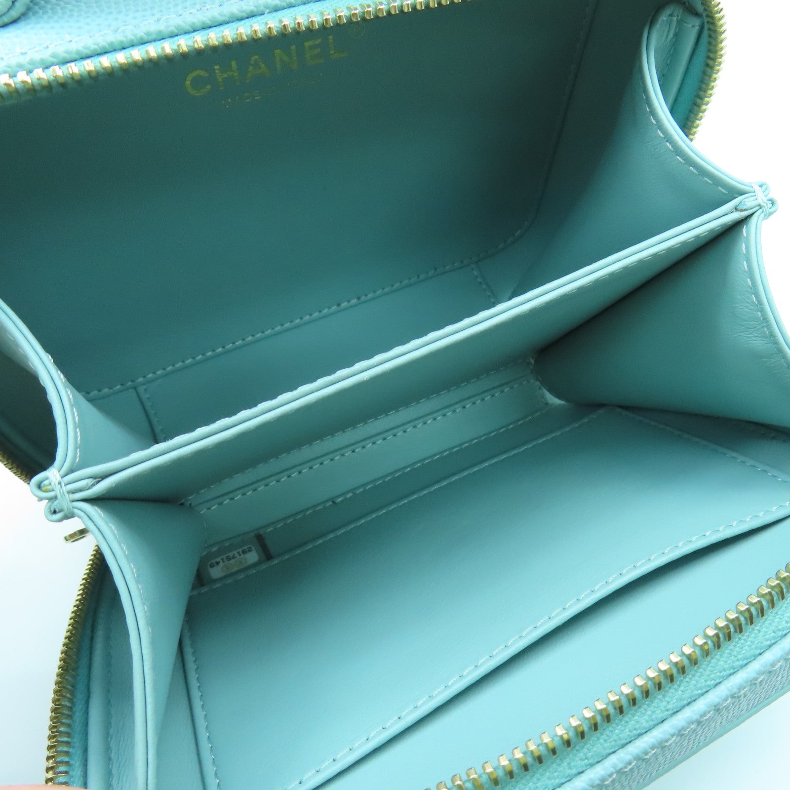 CHANEL Lingge Caviar Leather Chain Shoulder Gold Buckle Handle Shoulder Back Dual-purpose Bag Blue Green