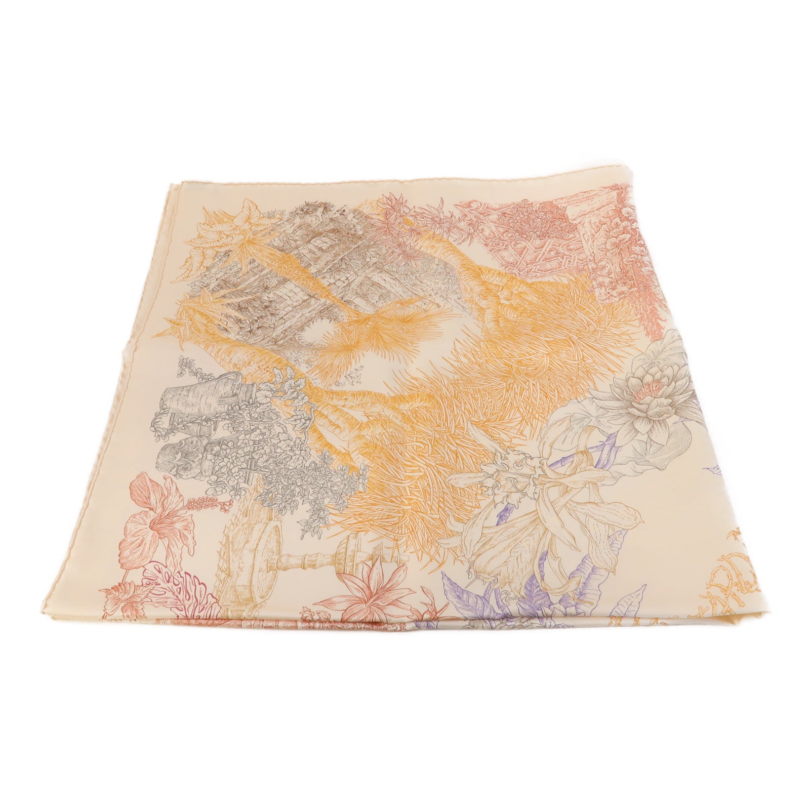 HERMES 絲質90x90 Scarf絲巾米色