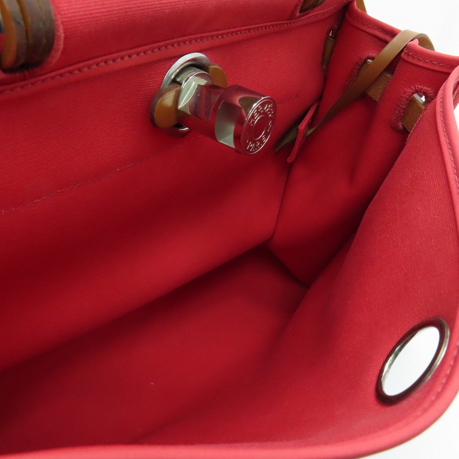 HERMES 帆布Herbag PM銀扣手挽肩背兩用袋粉紅色