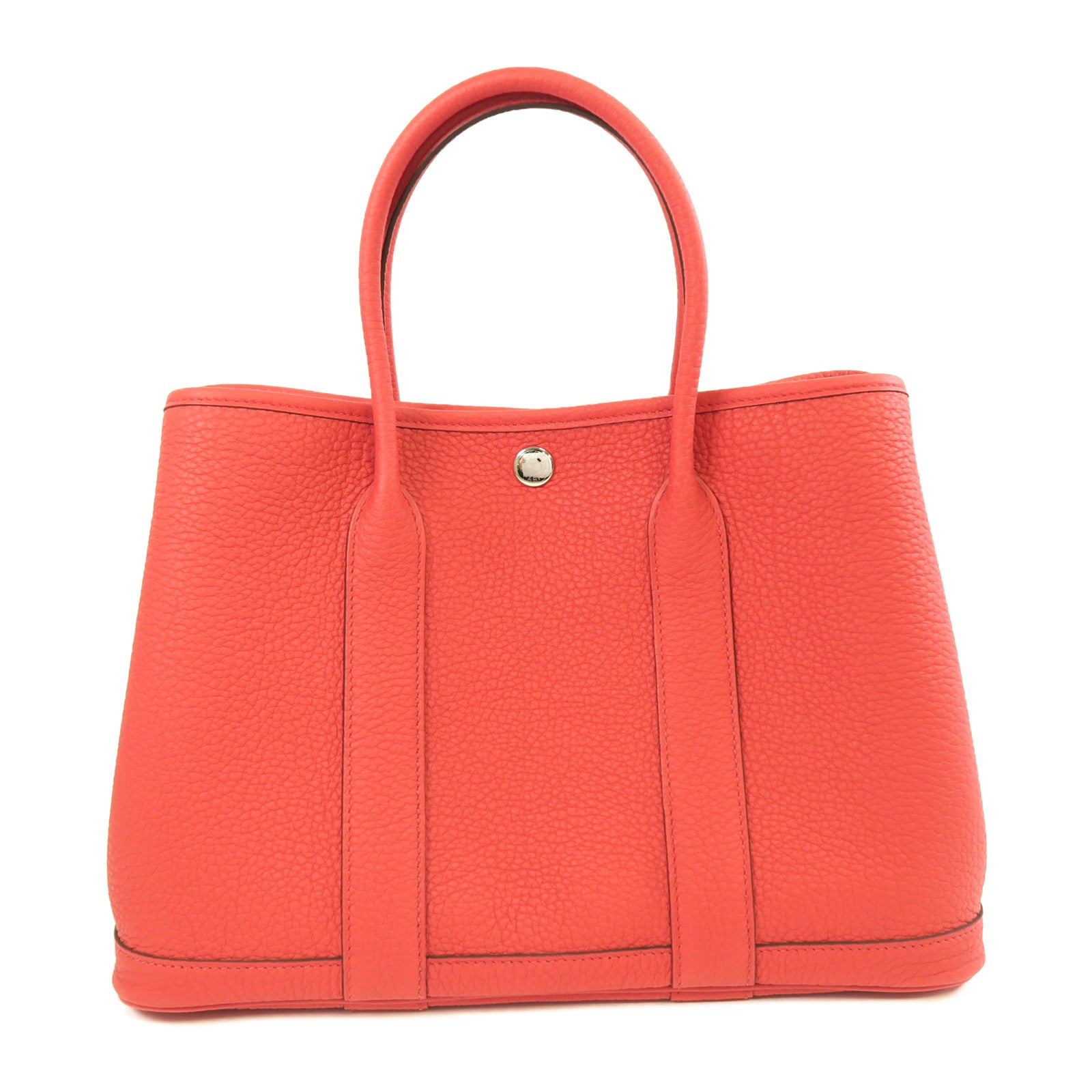 HERMES Negonda皮革Garden Party TPM銀扣手挽袋粉紅色