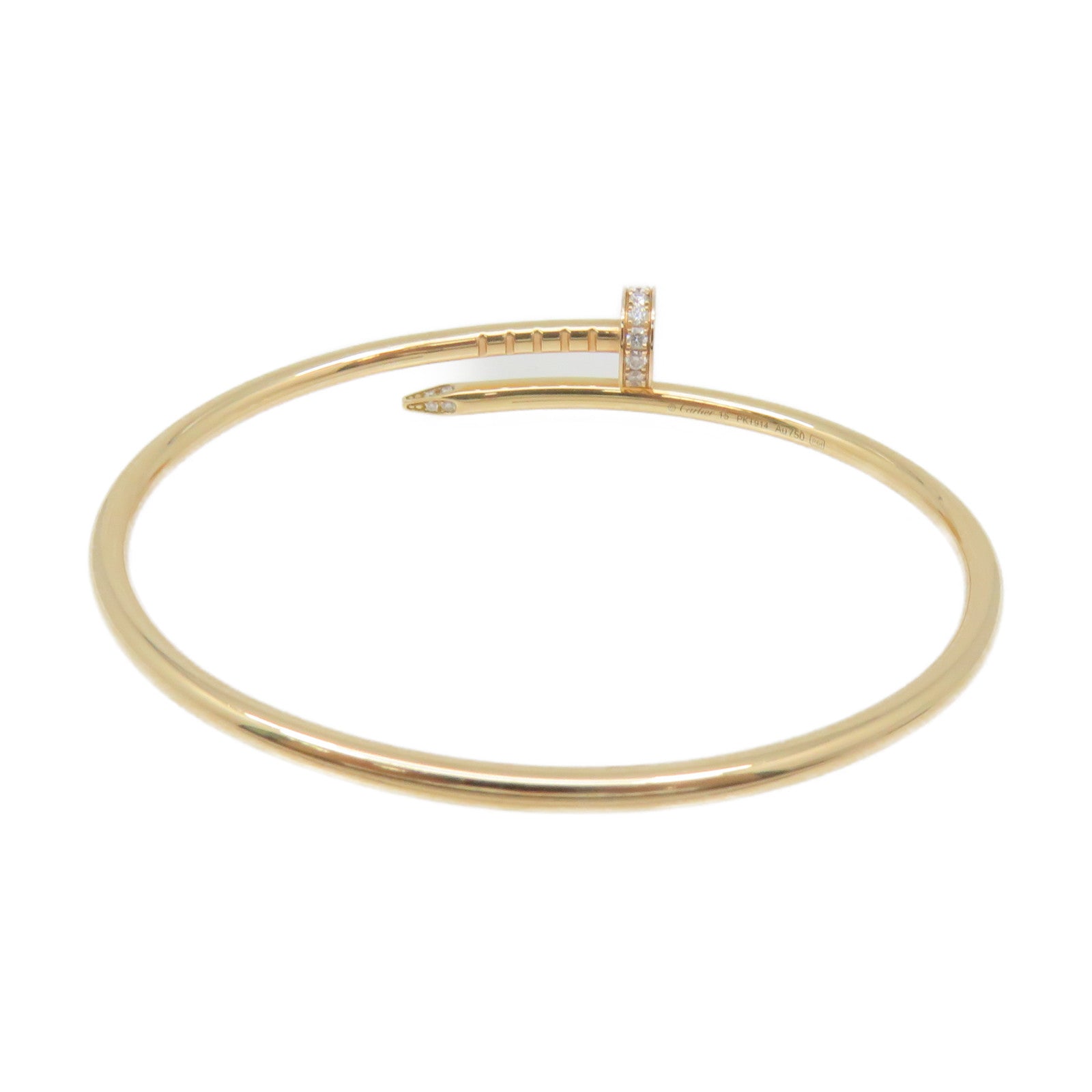 CARTIER 18K Rose Gold/0.18ct Diamond Juste un Clou Small Bracelet #15