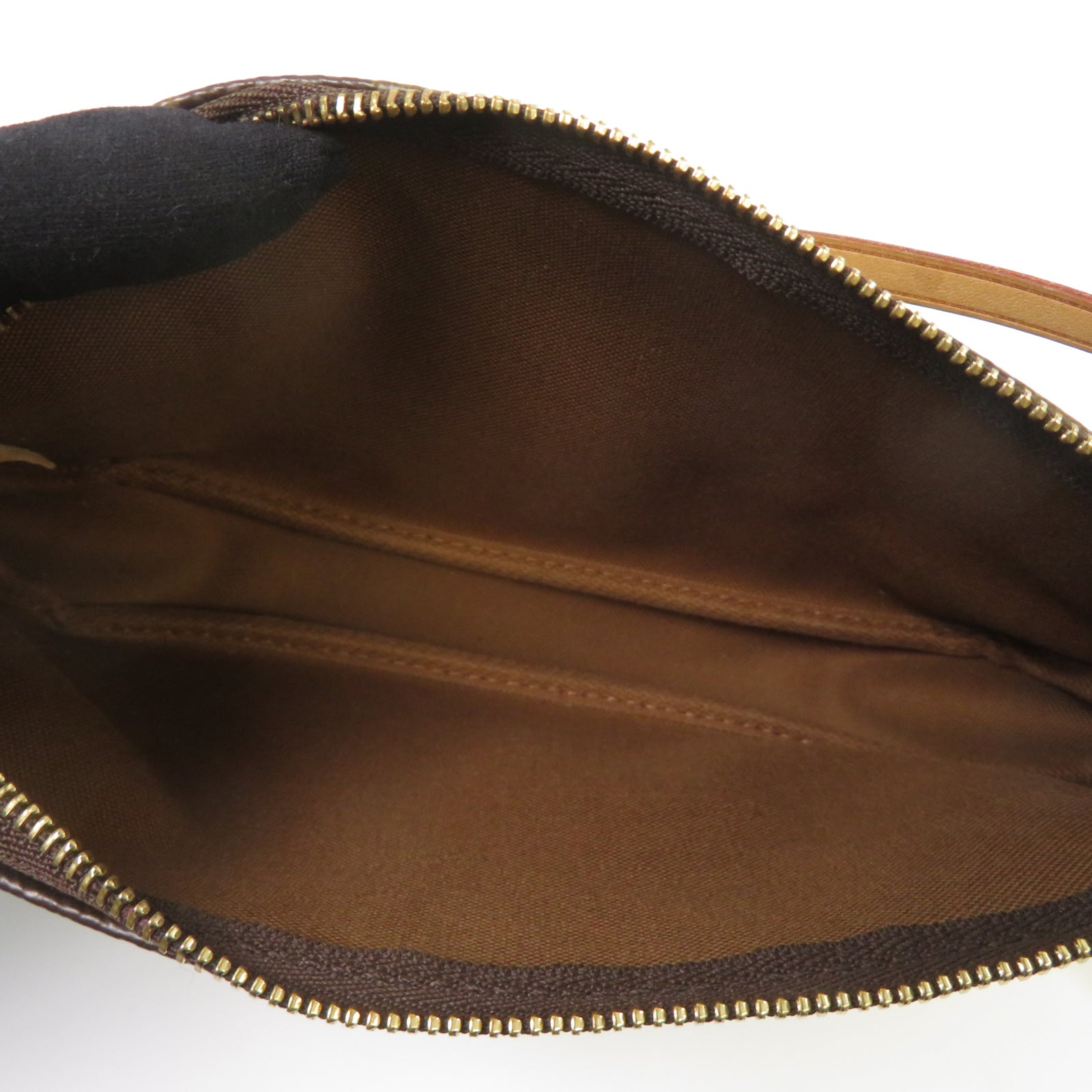 LOUIS VUITTON Monogram Pochette Accessoires金扣手挽袋啡色