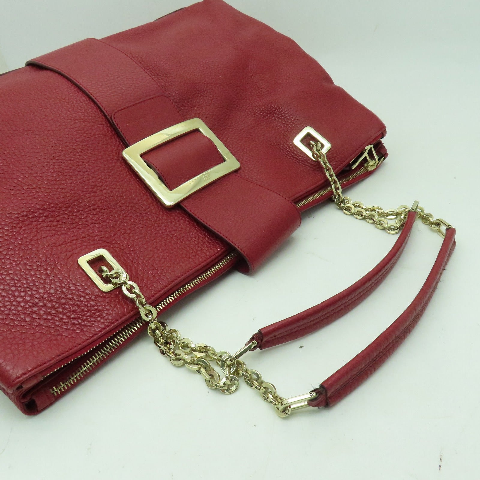 Roger Vivier 牛皮皮革Roger Vivier金扣肩背袋紅色