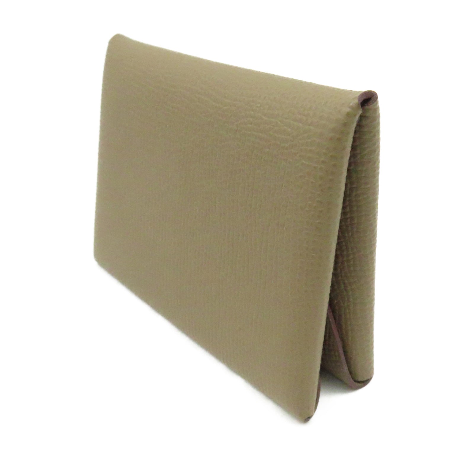 HERMES Epsom皮革Calvi Dou Card Case銀扣卡套Etoupe大象灰色