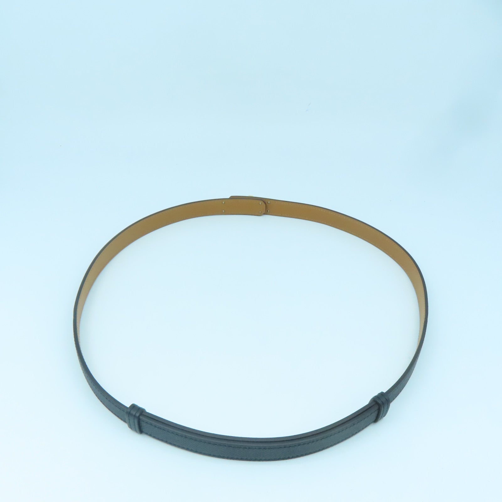 HERMES Epsom Leather Kelly Pocket 18 Belt Gold Buckle Belt Black
