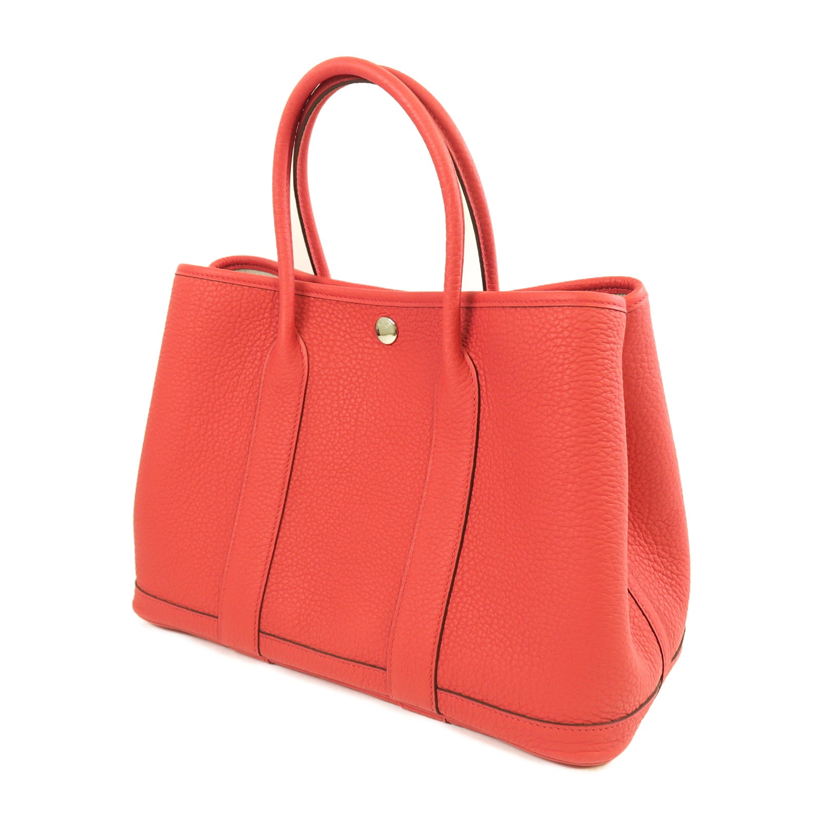 HERMES Negonda皮革Garden Party TPM銀扣手挽袋粉紅色