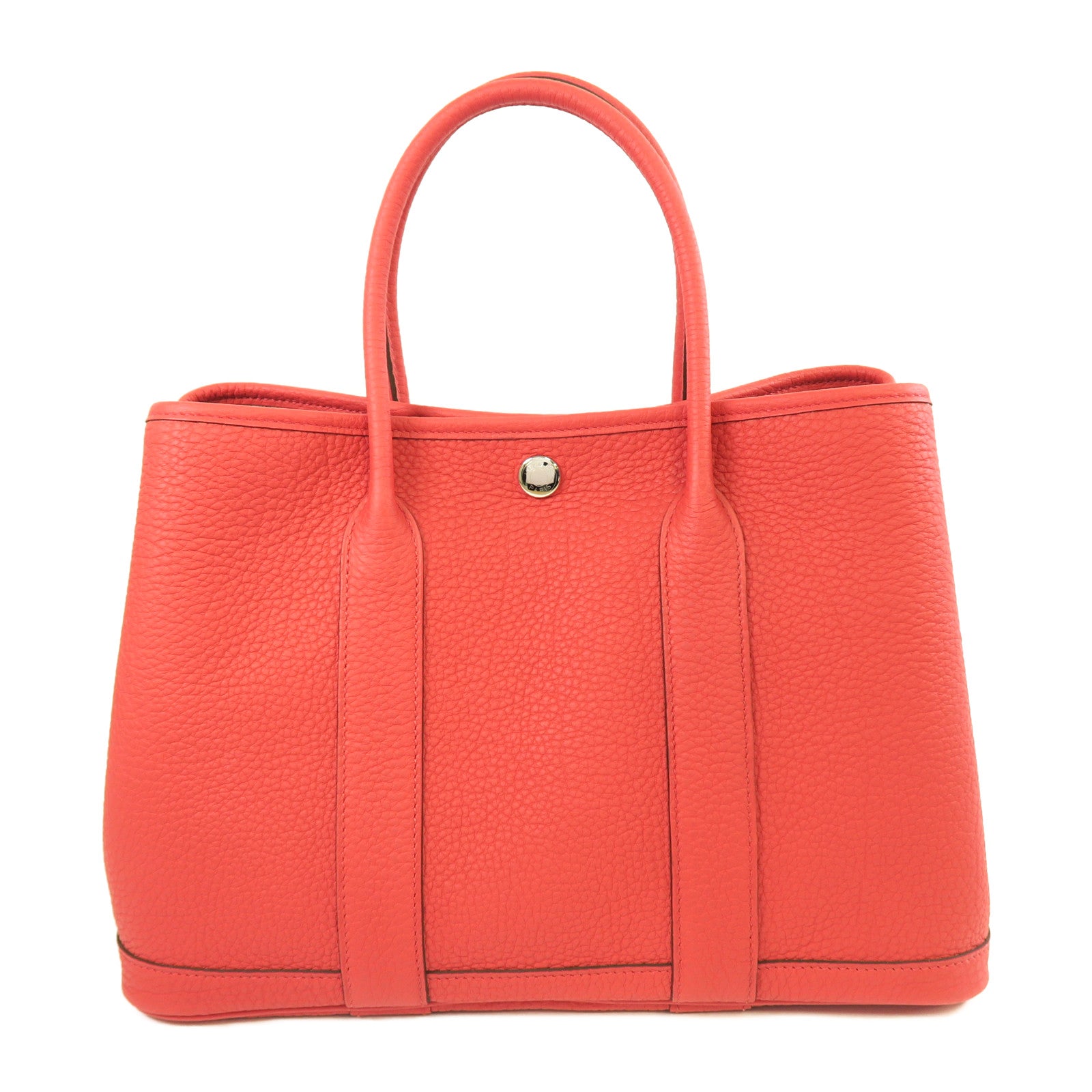 HERMES Negonda皮革Garden Party TPM銀扣手挽袋粉紅色